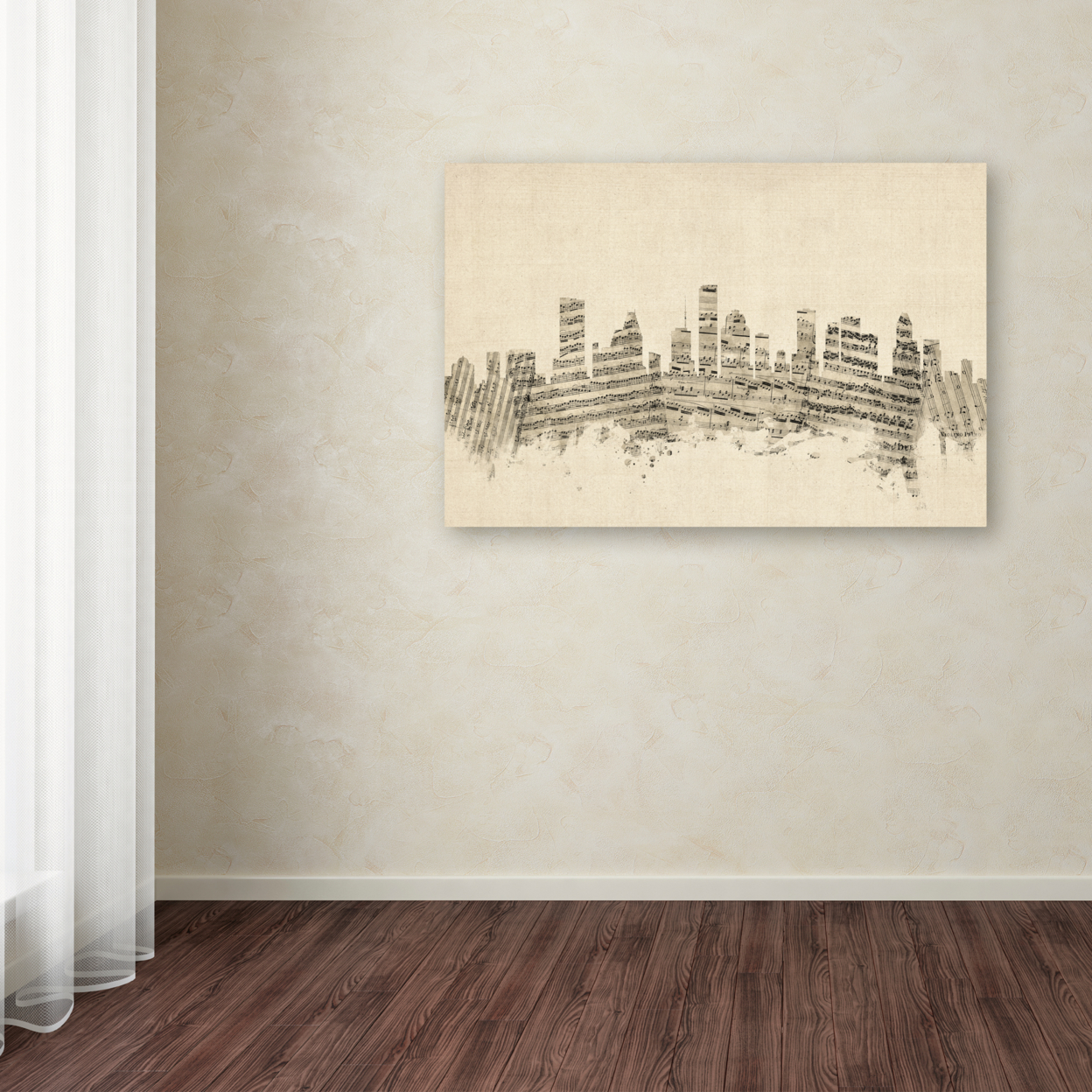 Michael Tompsett 'Houston Texas Skyline Sheet Music' Canvas Art 16 X 24
