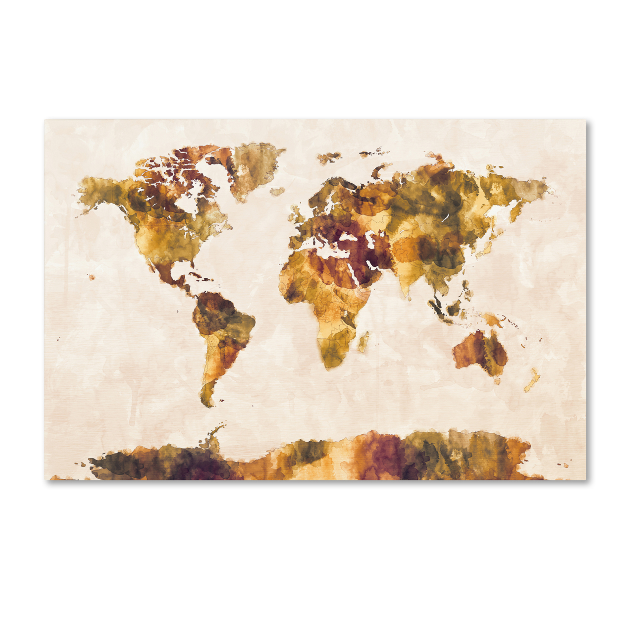 Michael Tompsett 'World Map Watercolor Painting' Canvas Art 16 X 24