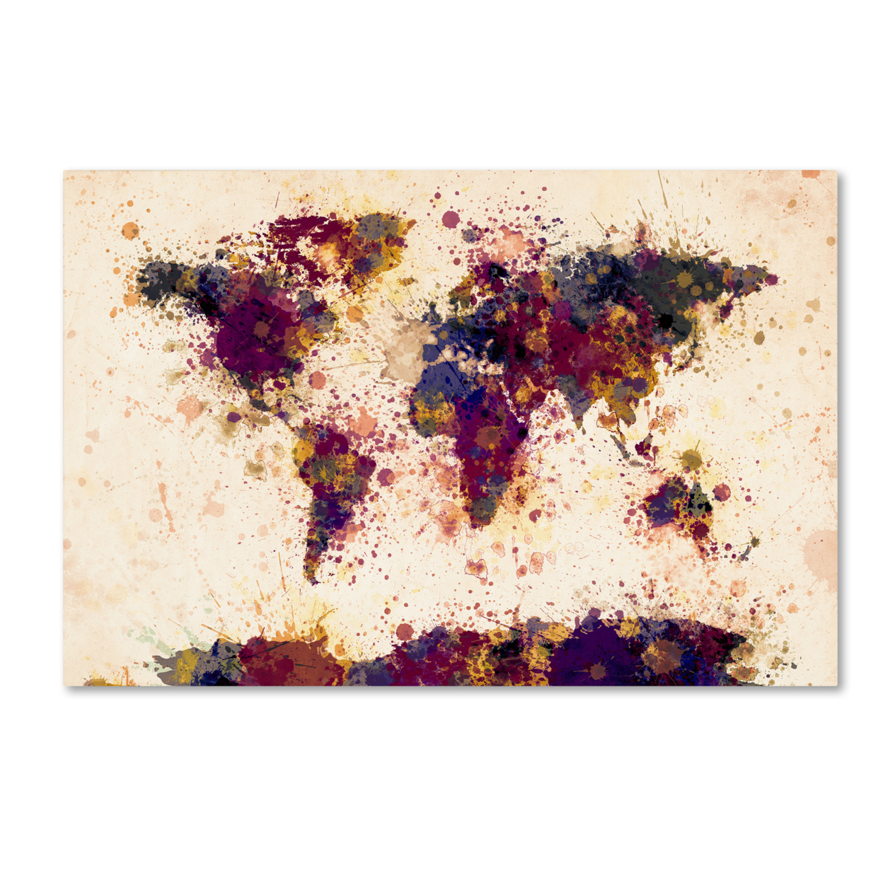 Michael Tompsett 'World Map Paint Splashes 2' Canvas Art 16 X 24