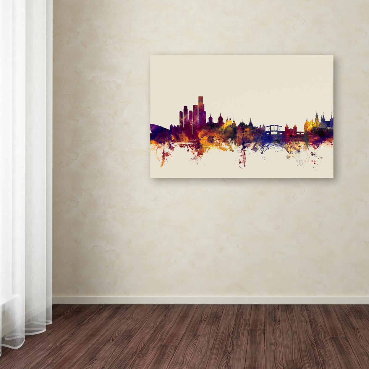 Michael Tompsett 'Amsterdam Netherlands Skyline' Canvas Art 16 X 24