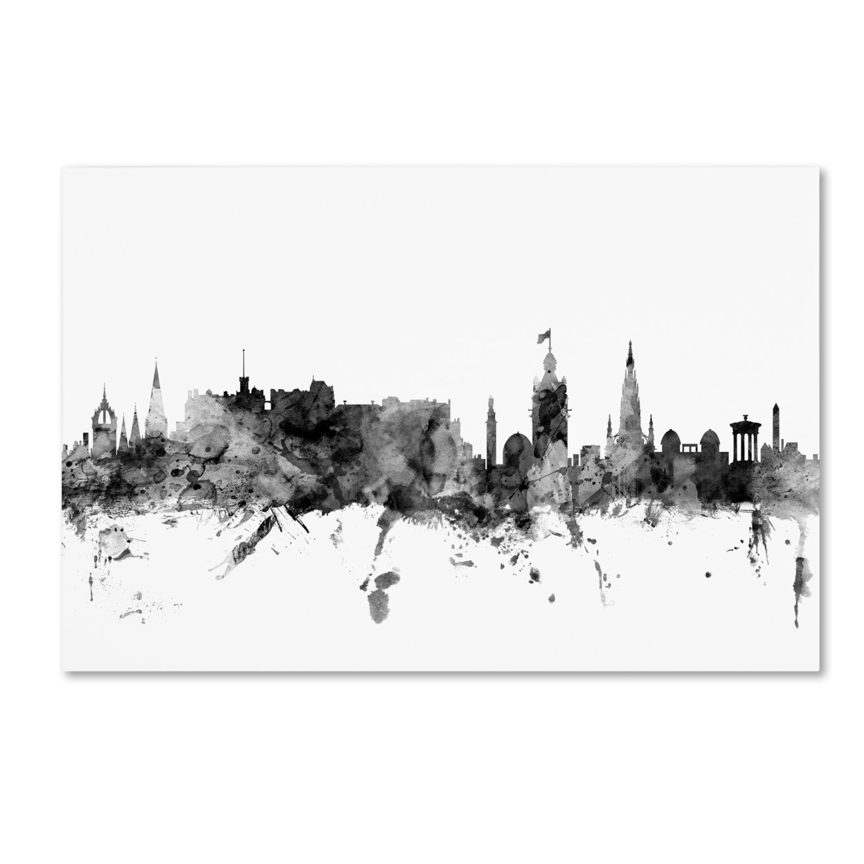 Michael Tompsett 'Edinburgh Scotland Skyline B&W' Canvas Art 16 X 24