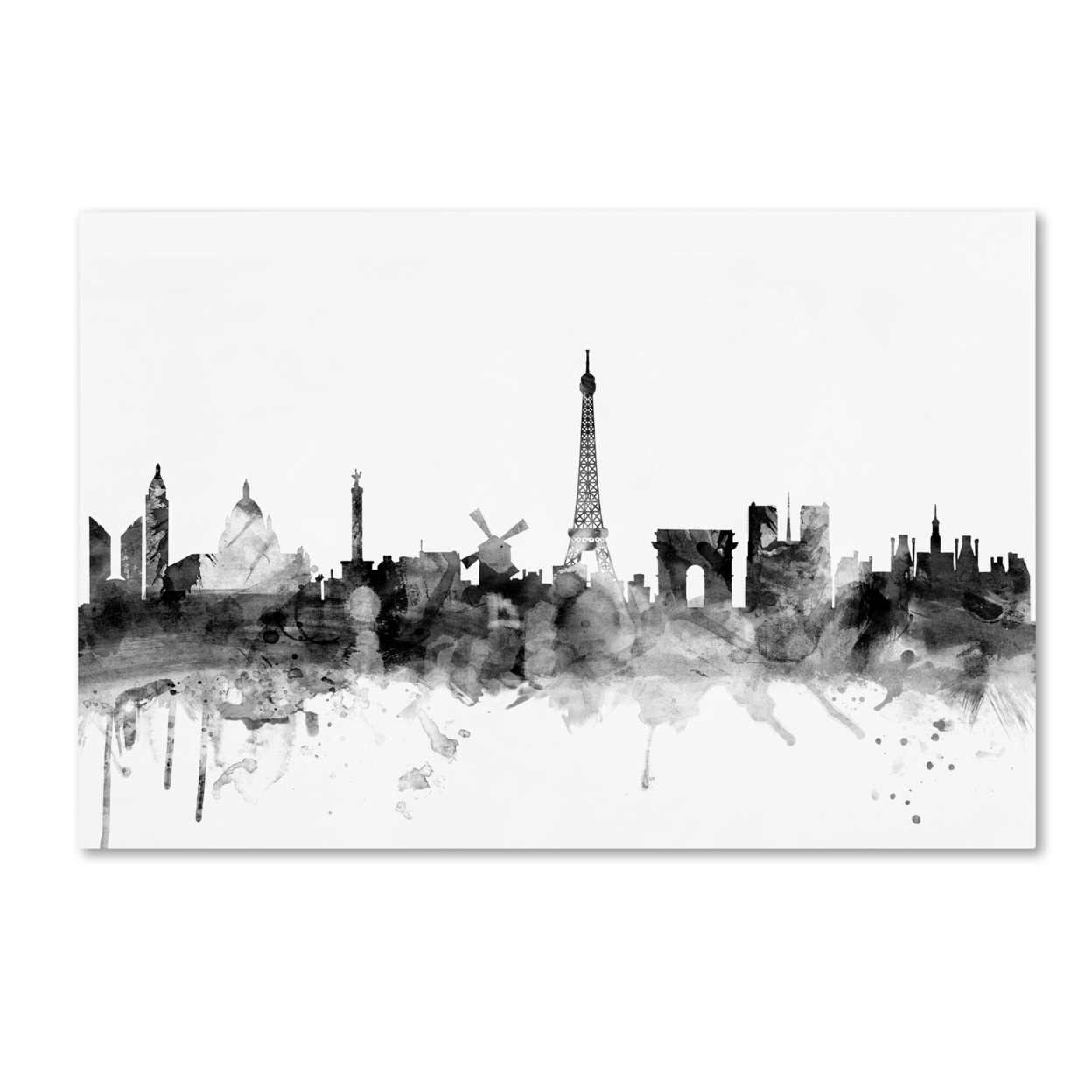 Michael Tompsett 'Paris France Skyline B&W' Canvas Art 16 X 24