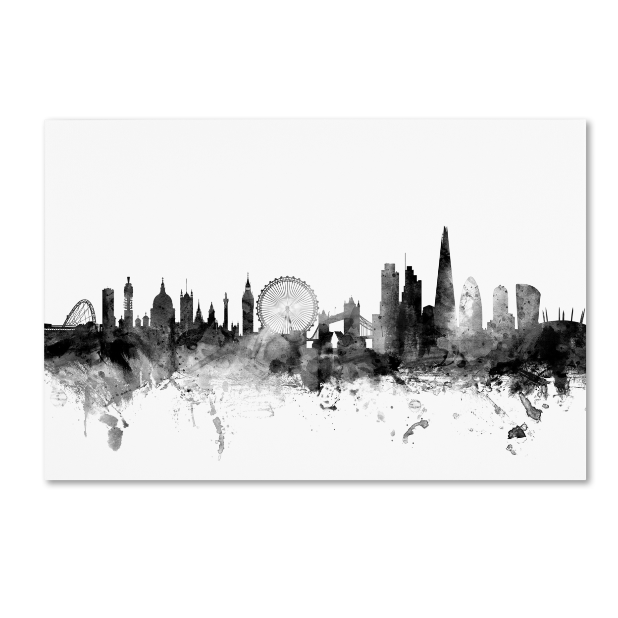 Michael Tompsett 'London England Skyline B&W' Canvas Art 16 X 24