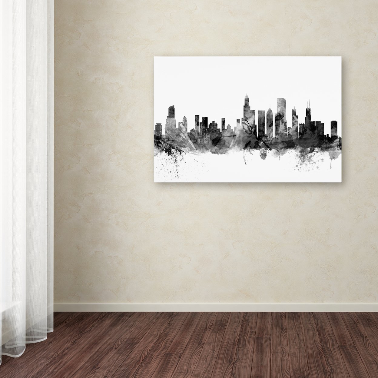 Michael Tompsett 'Chicago Illinois Skyline B&W' Canvas Art 16 X 24