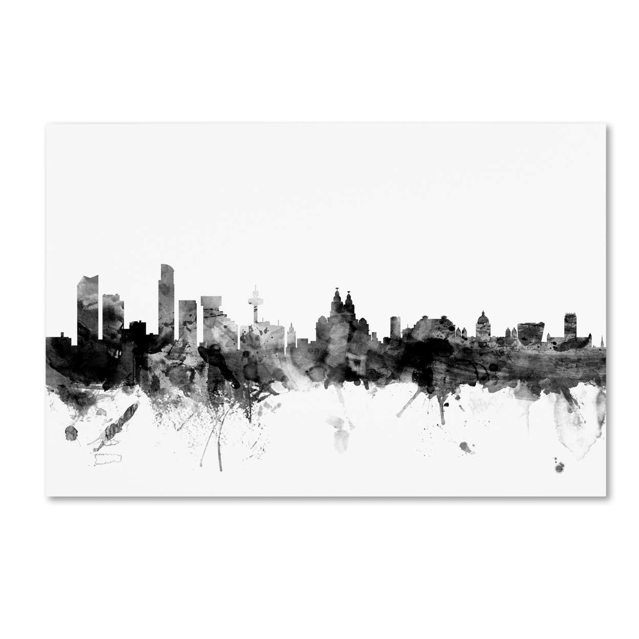 Michael Tompsett 'Liverpool England Skyline B&W' Canvas Art 16 X 24