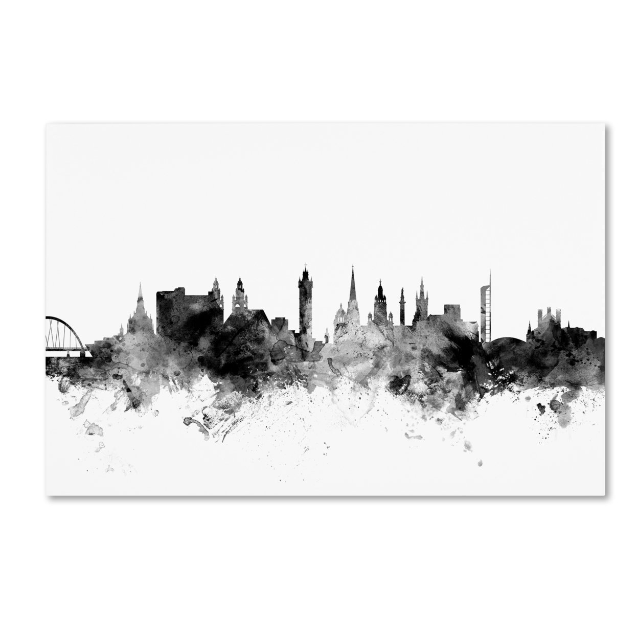Michael Tompsett 'Glasgow Scotland Skyline B&W' Canvas Art 16 X 24