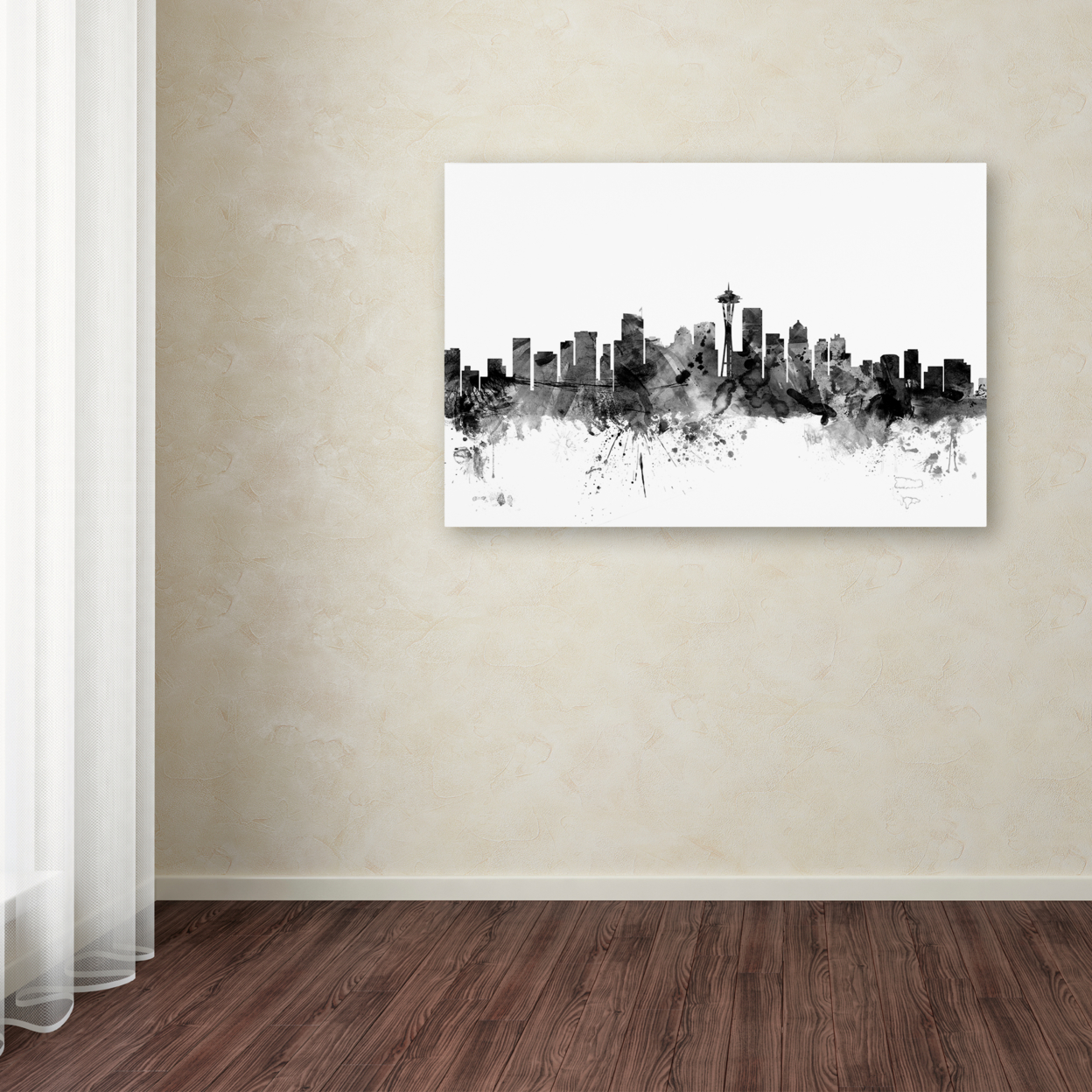 Michael Tompsett 'Seattle Washington Skyline B&W' Canvas Art 16 X 24