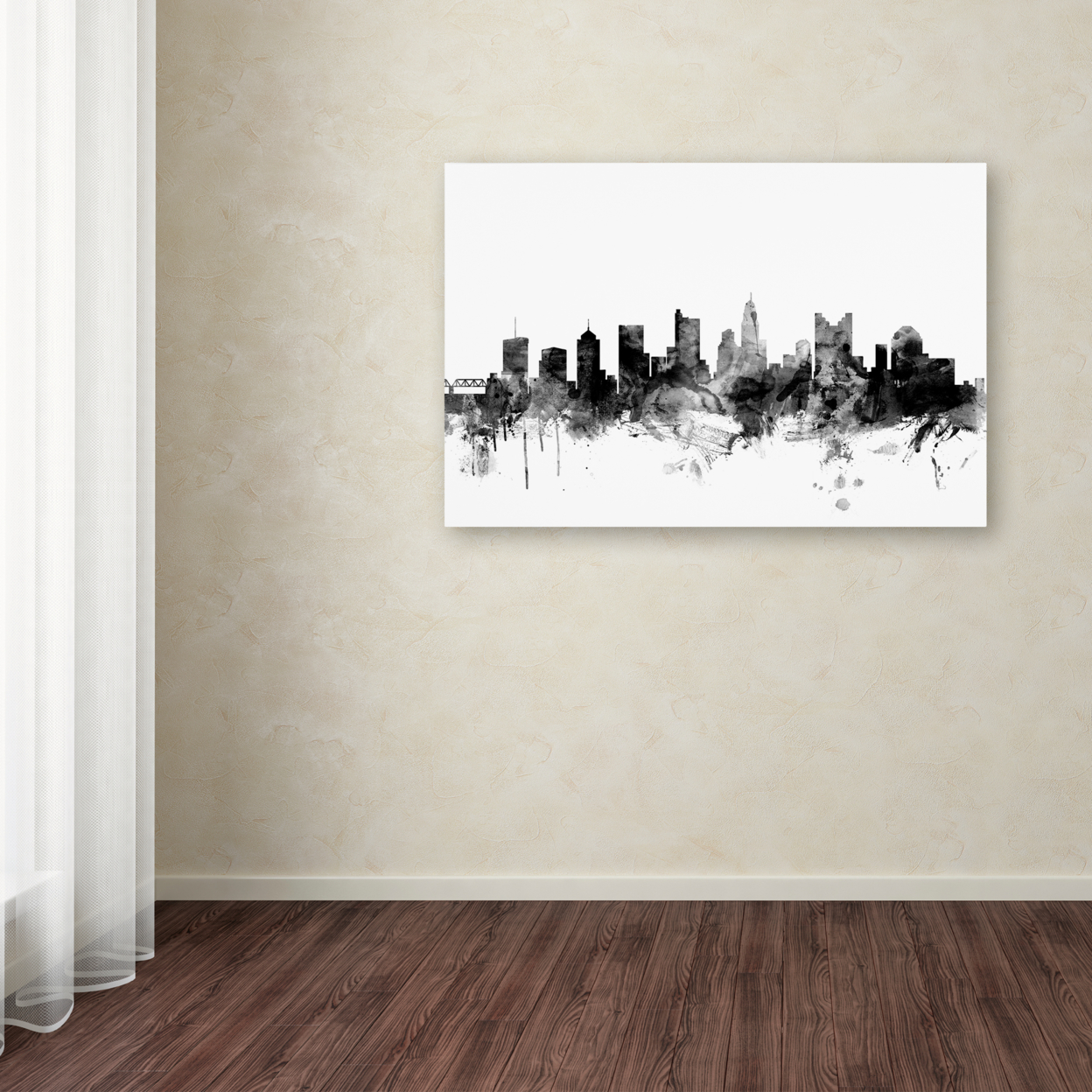 Michael Tompsett 'Columbus Ohio Skyline B&W' Canvas Art 16 X 24