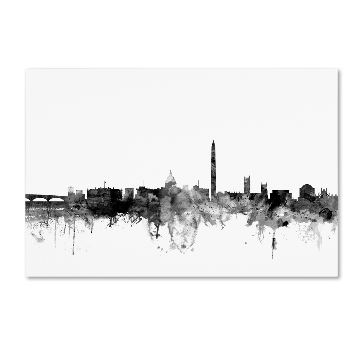 Michael Tompsett 'Washington DC Skyline B&W' Canvas Art 16 X 24