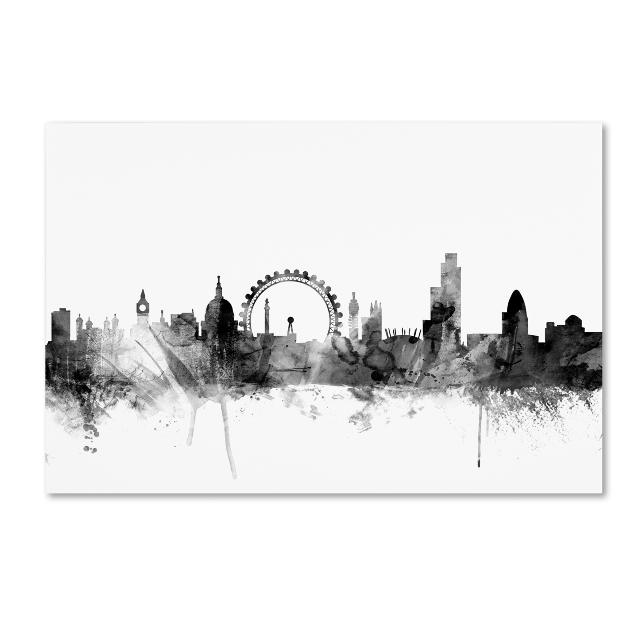 Michael Tompsett 'London England Skyline B&W 2' Canvas Art 16 X 24