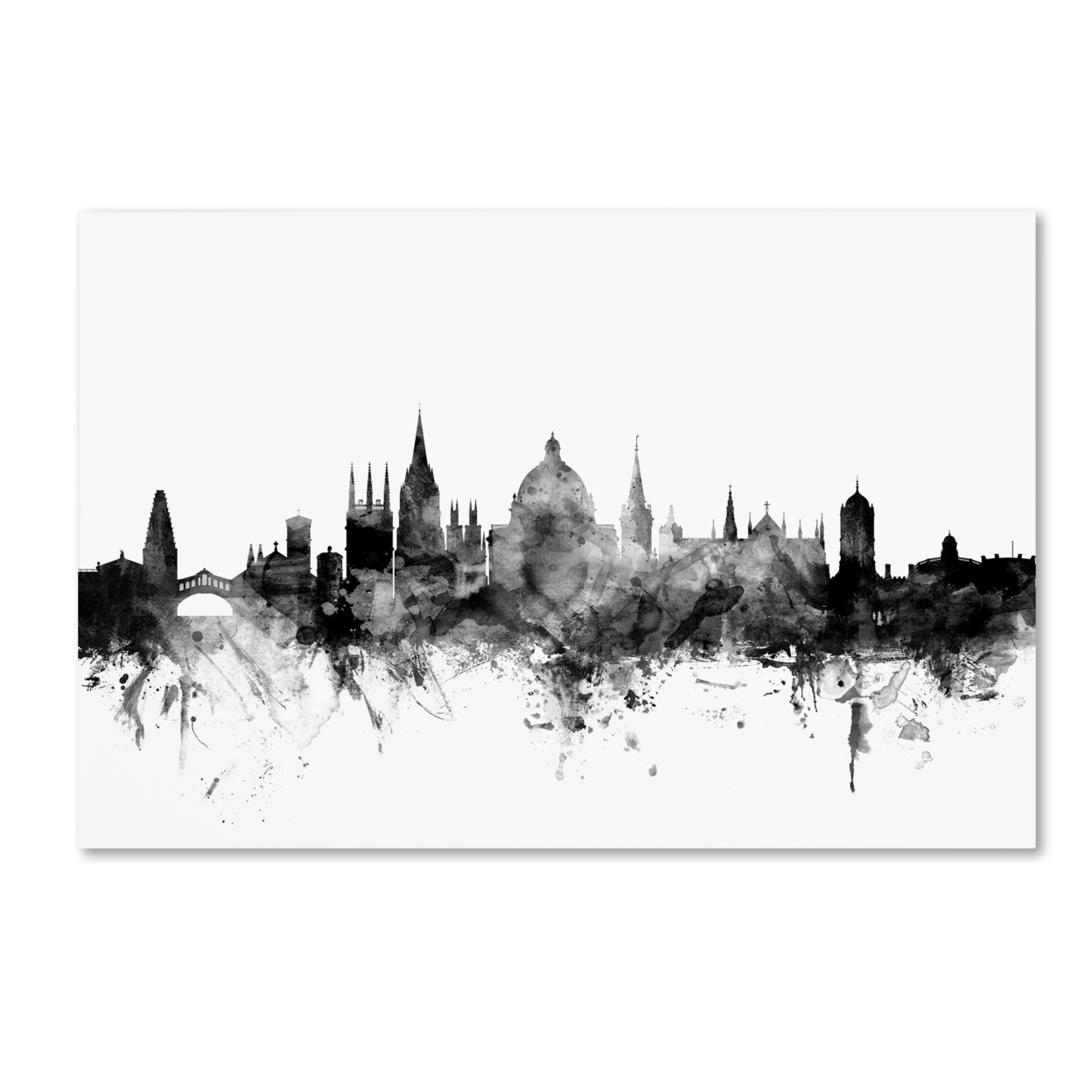 Michael Tompsett 'Oxford England Skyline B&W' Canvas Art 16 X 24