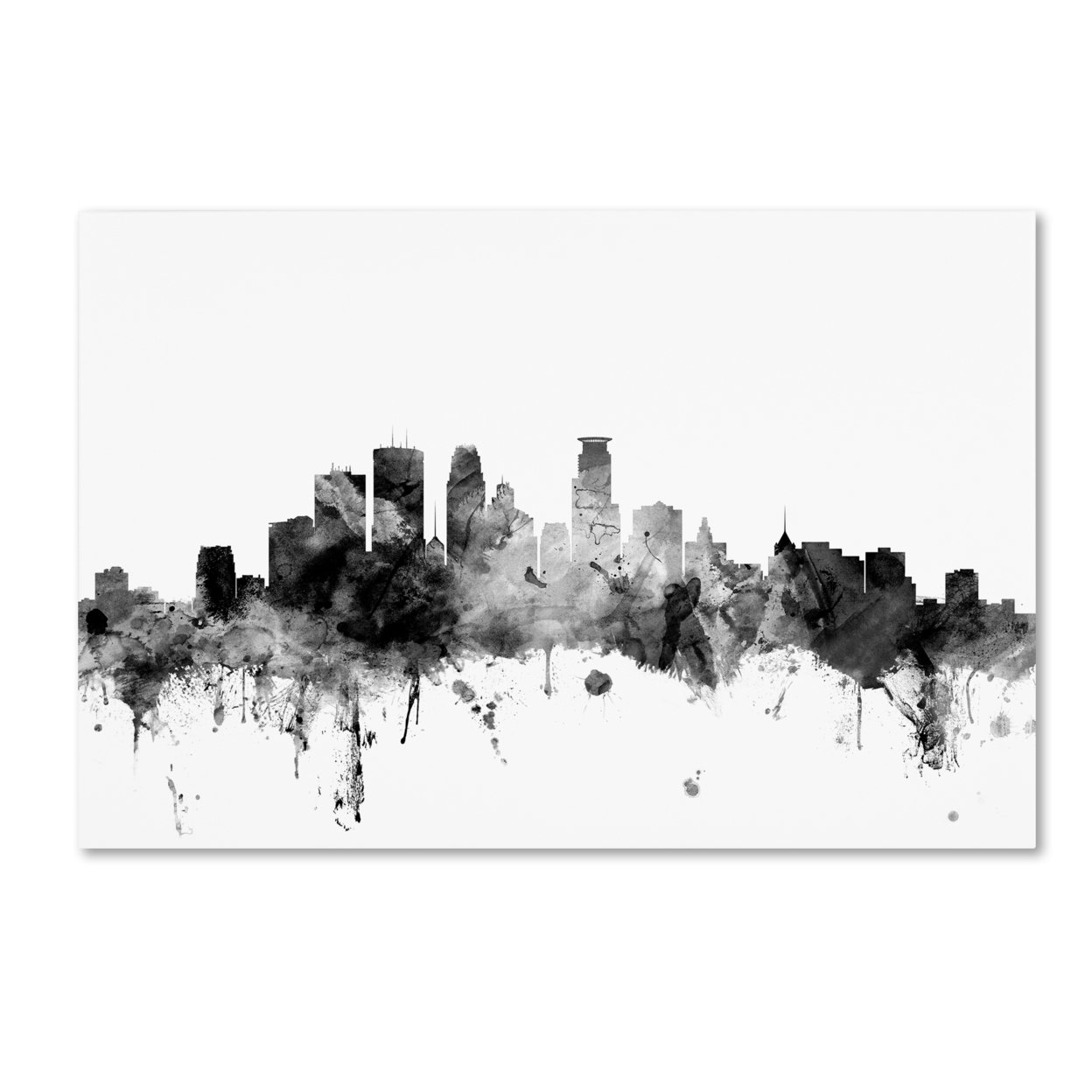 Michael Tompsett 'Minneapolis MN Skyline B&W' Canvas Art 16 X 24