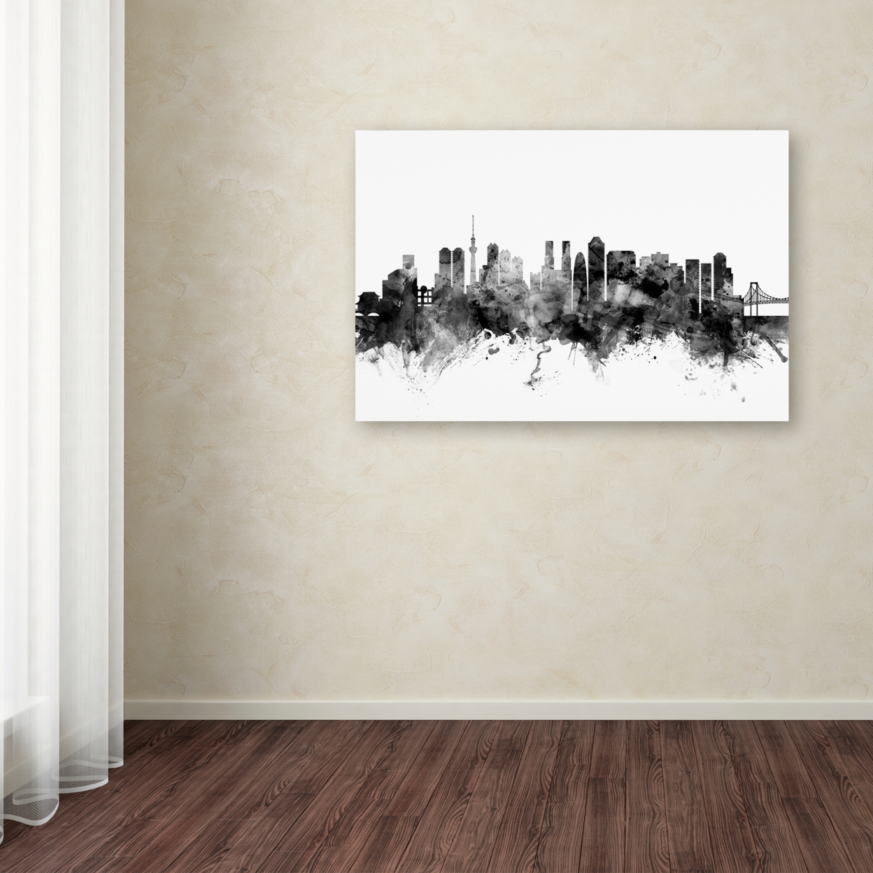 Michael Tompsett 'Tokyo Japan Skyline B&W' Canvas Art 16 X 24