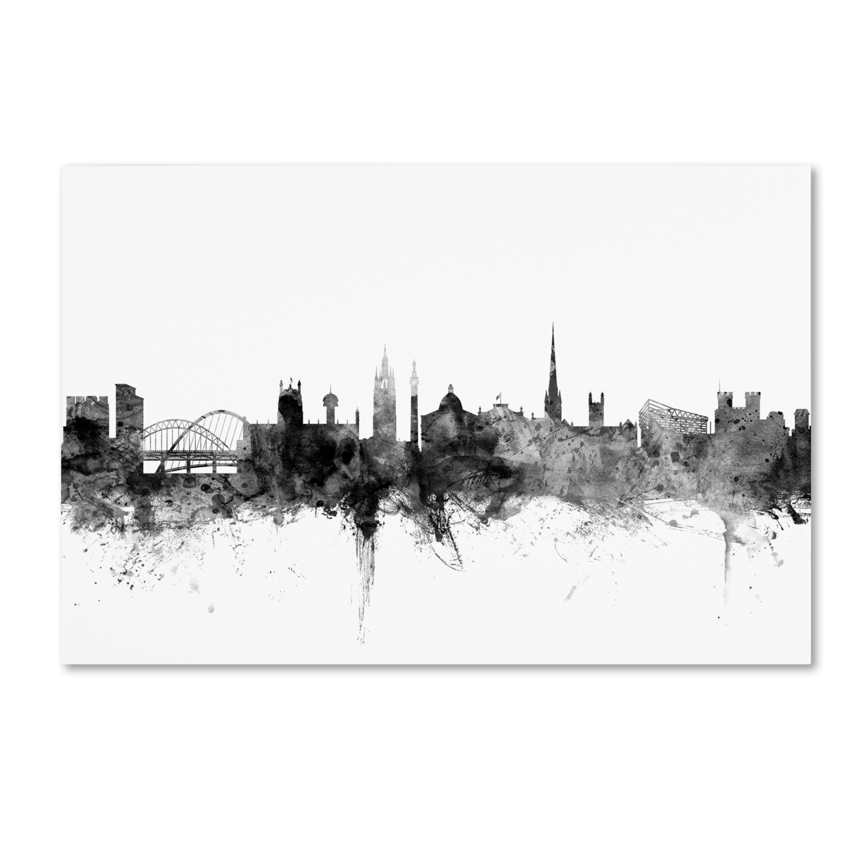Michael Tompsett 'Newcastle England Skyline B&W' Canvas Art 16 X 24