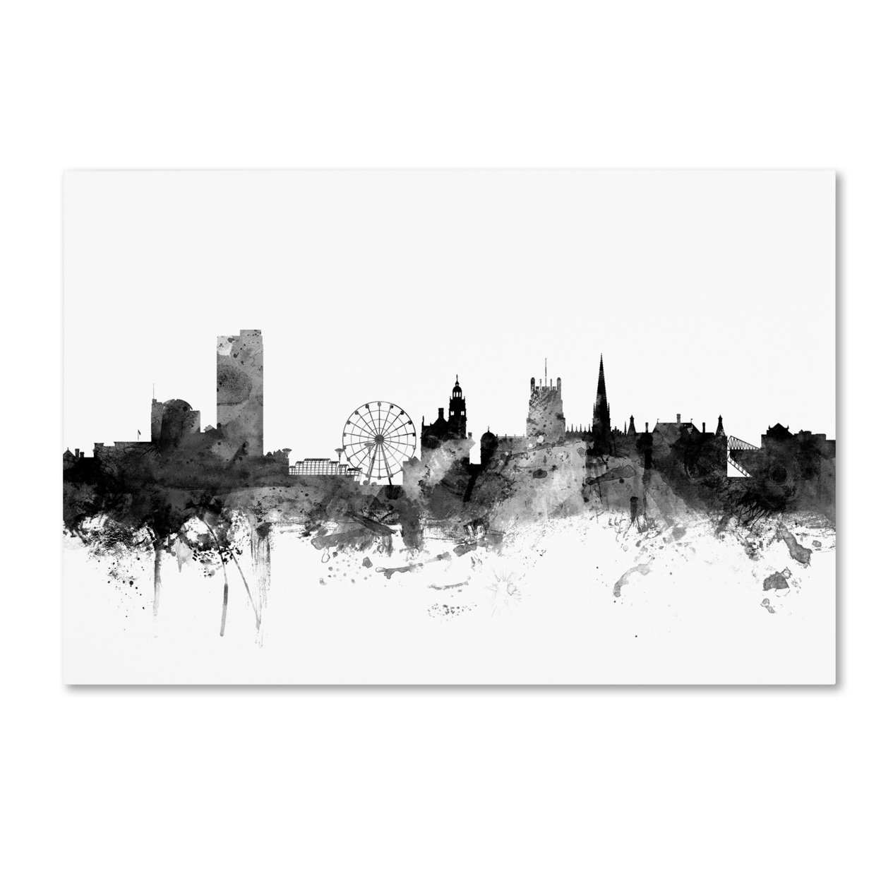 Michael Tompsett 'Sheffield England Skyline B&W' Canvas Art 16 X 24