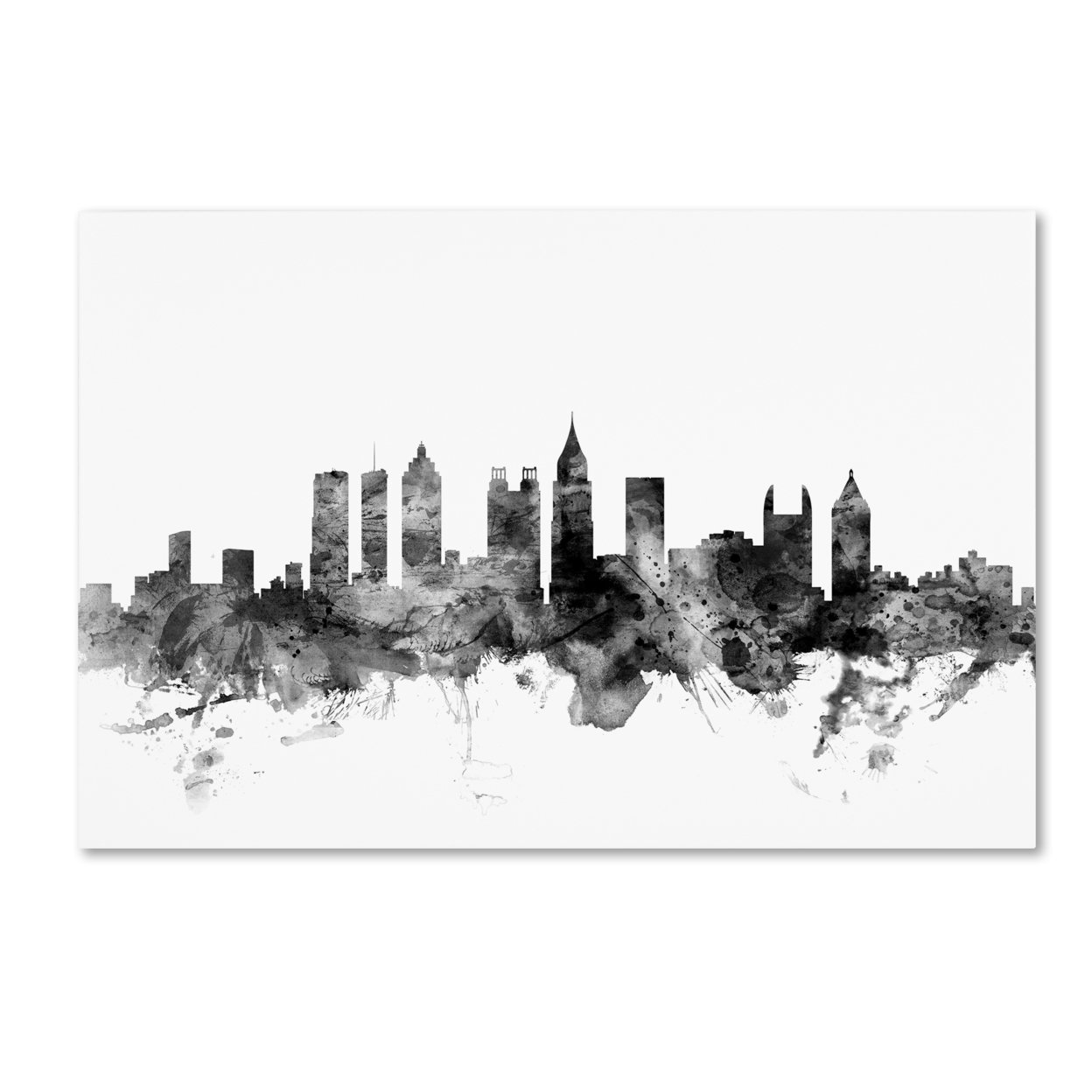 Michael Tompsett 'Atlanta Georgia Skyline B&W' Canvas Art 16 X 24