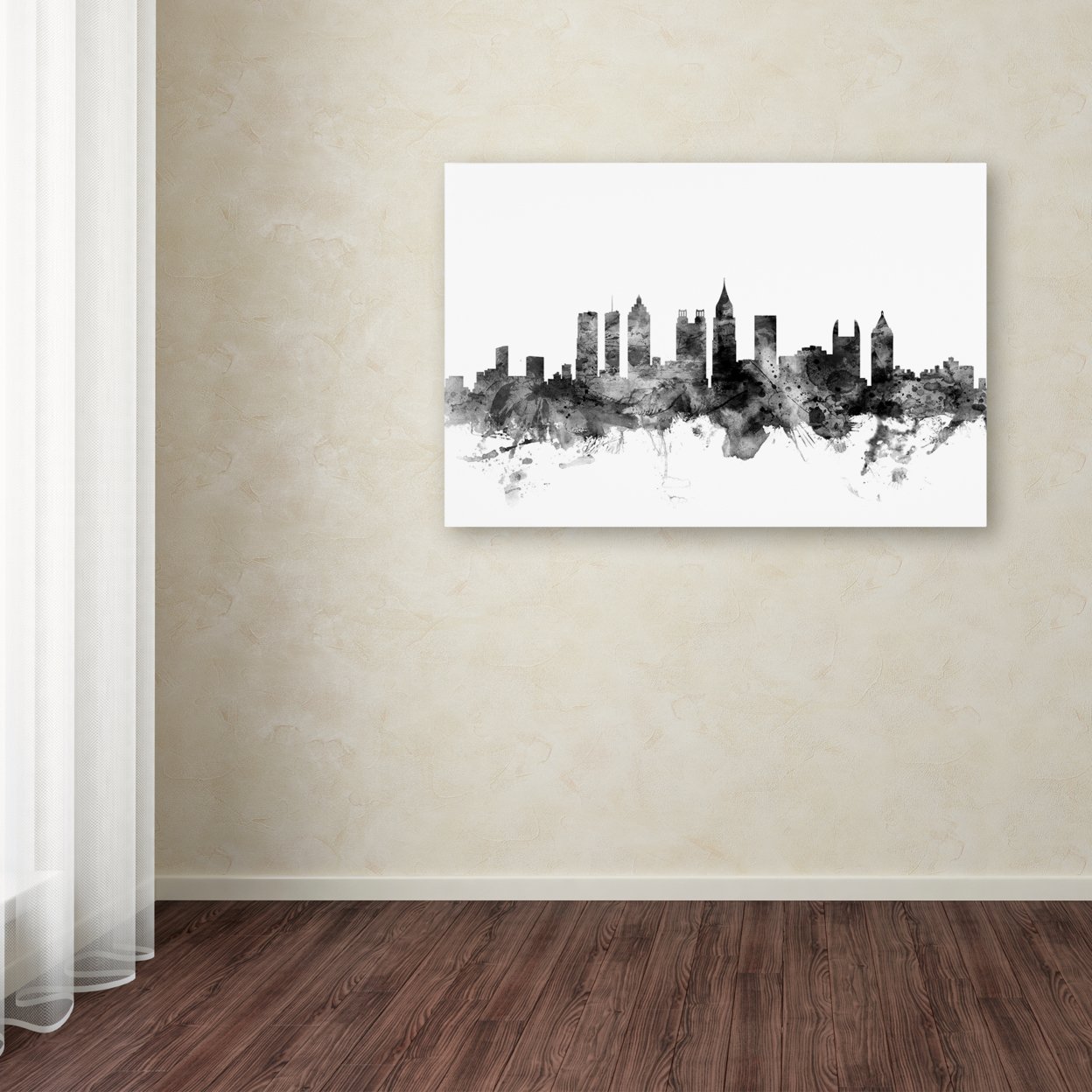 Michael Tompsett 'Atlanta Georgia Skyline B&W' Canvas Art 16 X 24
