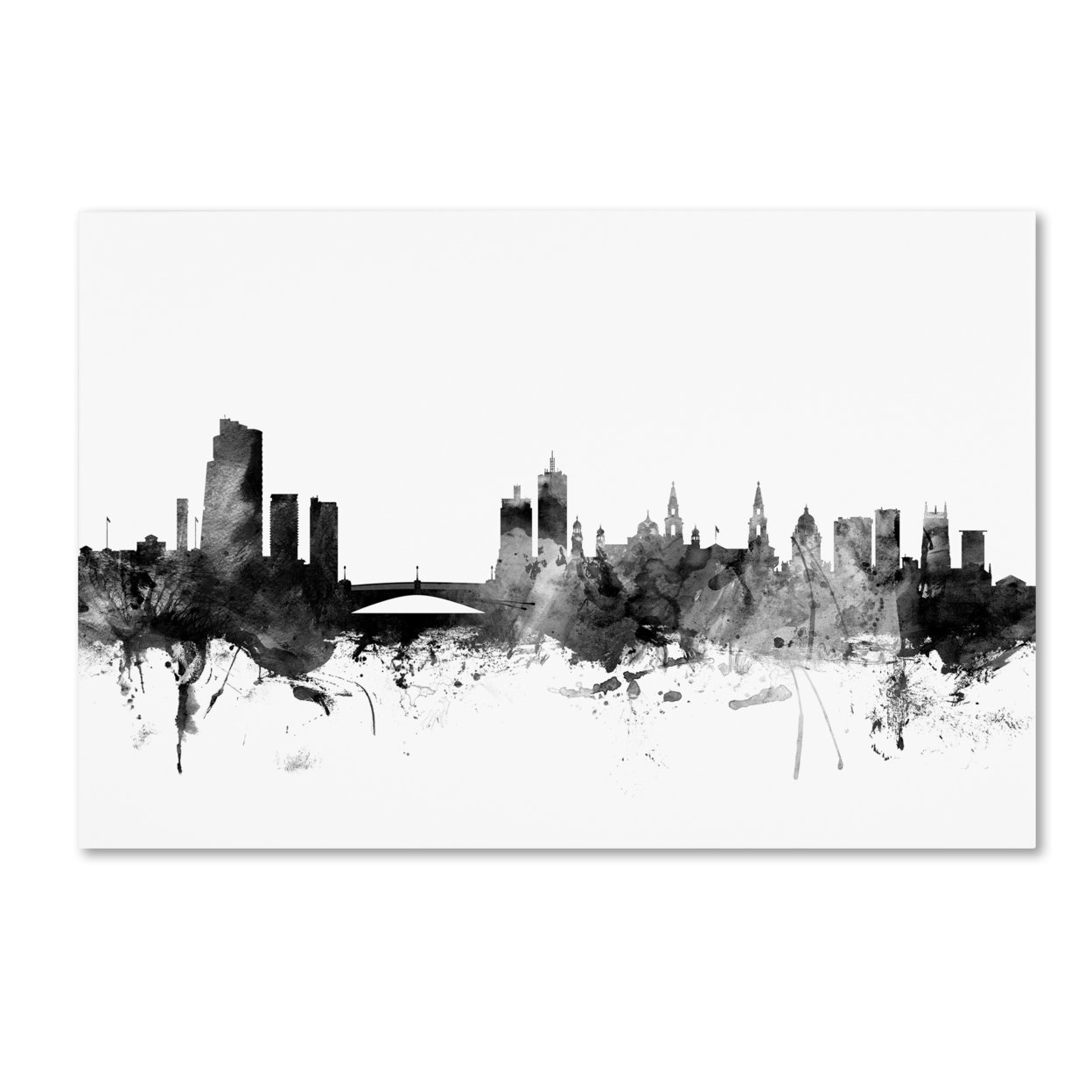 Michael Tompsett 'Leeds England Skyline B&W' Canvas Art 16 X 24