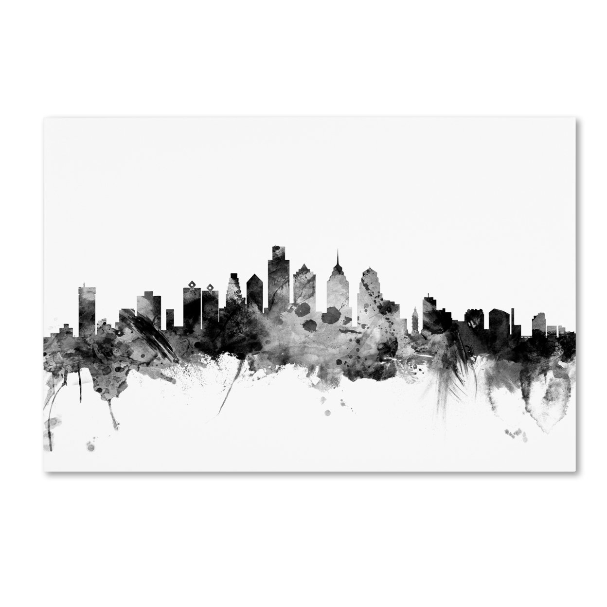Michael Tompsett 'Philadelphia PA Skyline B&W' Canvas Art 16 X 24