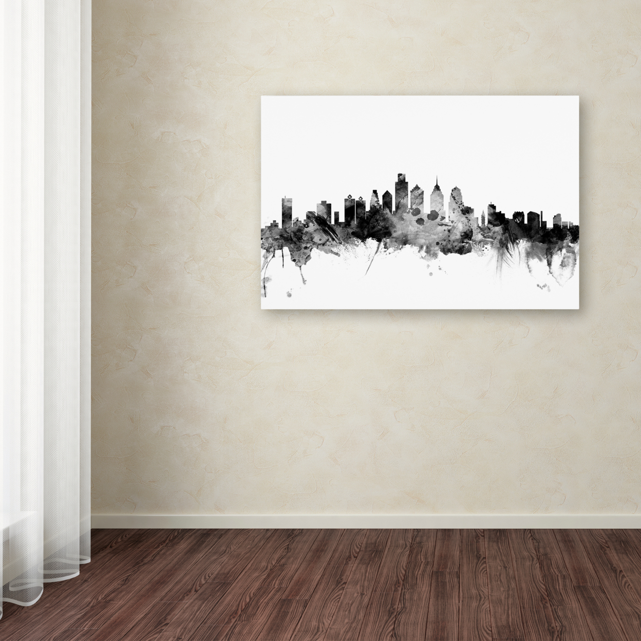Michael Tompsett 'Philadelphia PA Skyline B&W' Canvas Art 16 X 24