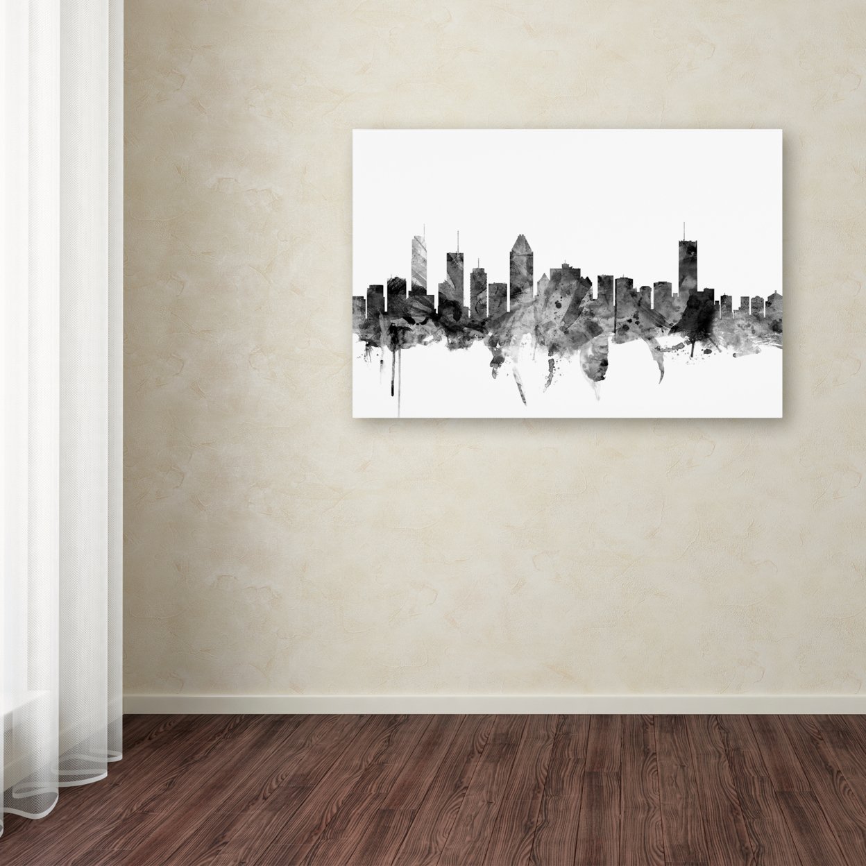 Michael Tompsett 'Montreal Canada Skyline B&W' Canvas Art 16 X 24