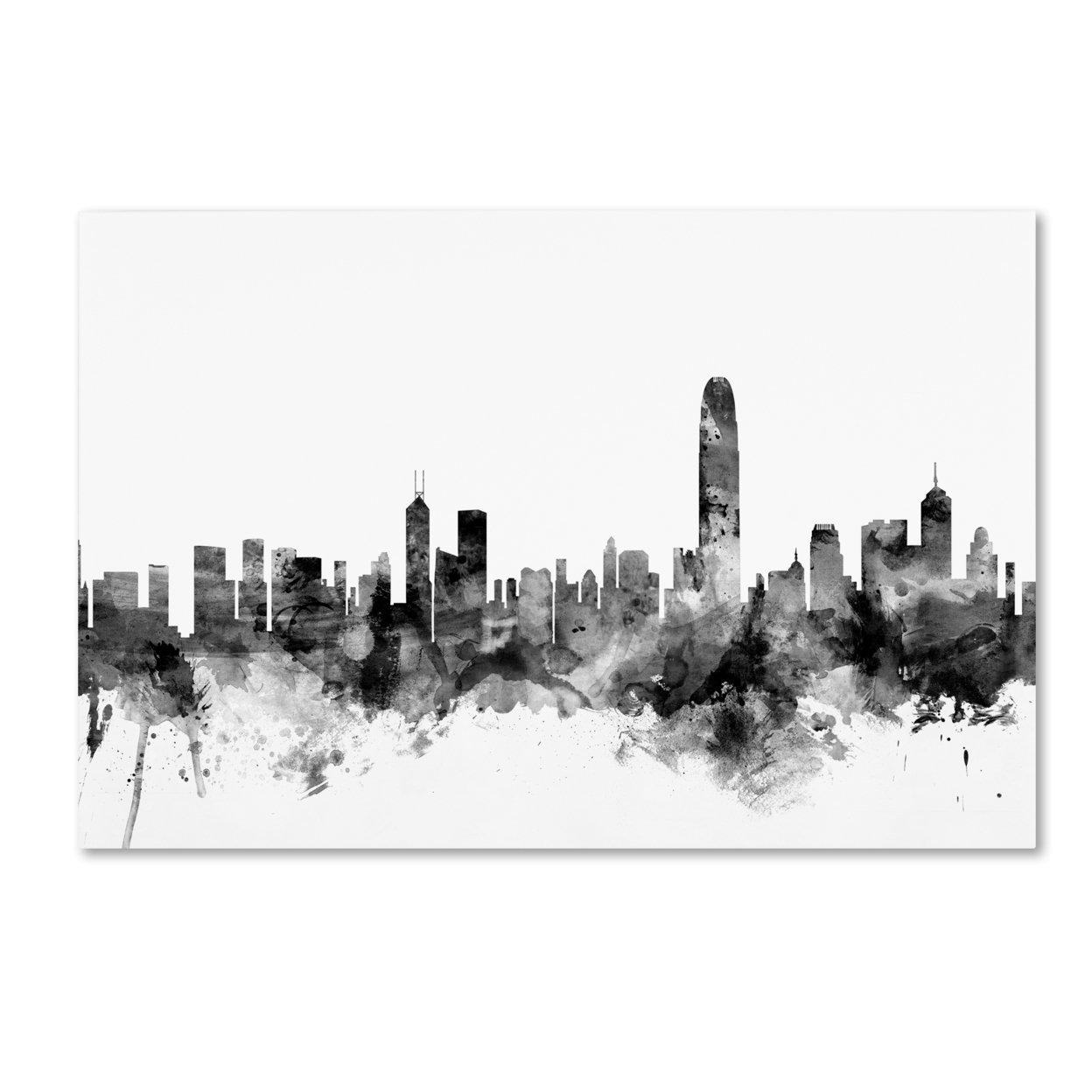 Michael Tompsett 'Hong Kong Skyline B&W' Canvas Art 16 X 24