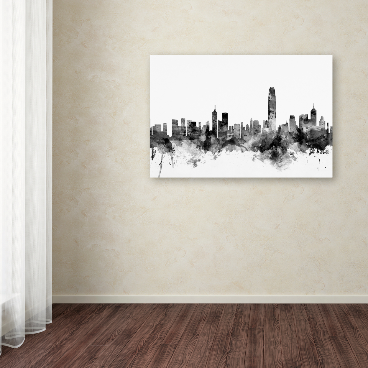 Michael Tompsett 'Hong Kong Skyline B&W' Canvas Art 16 X 24