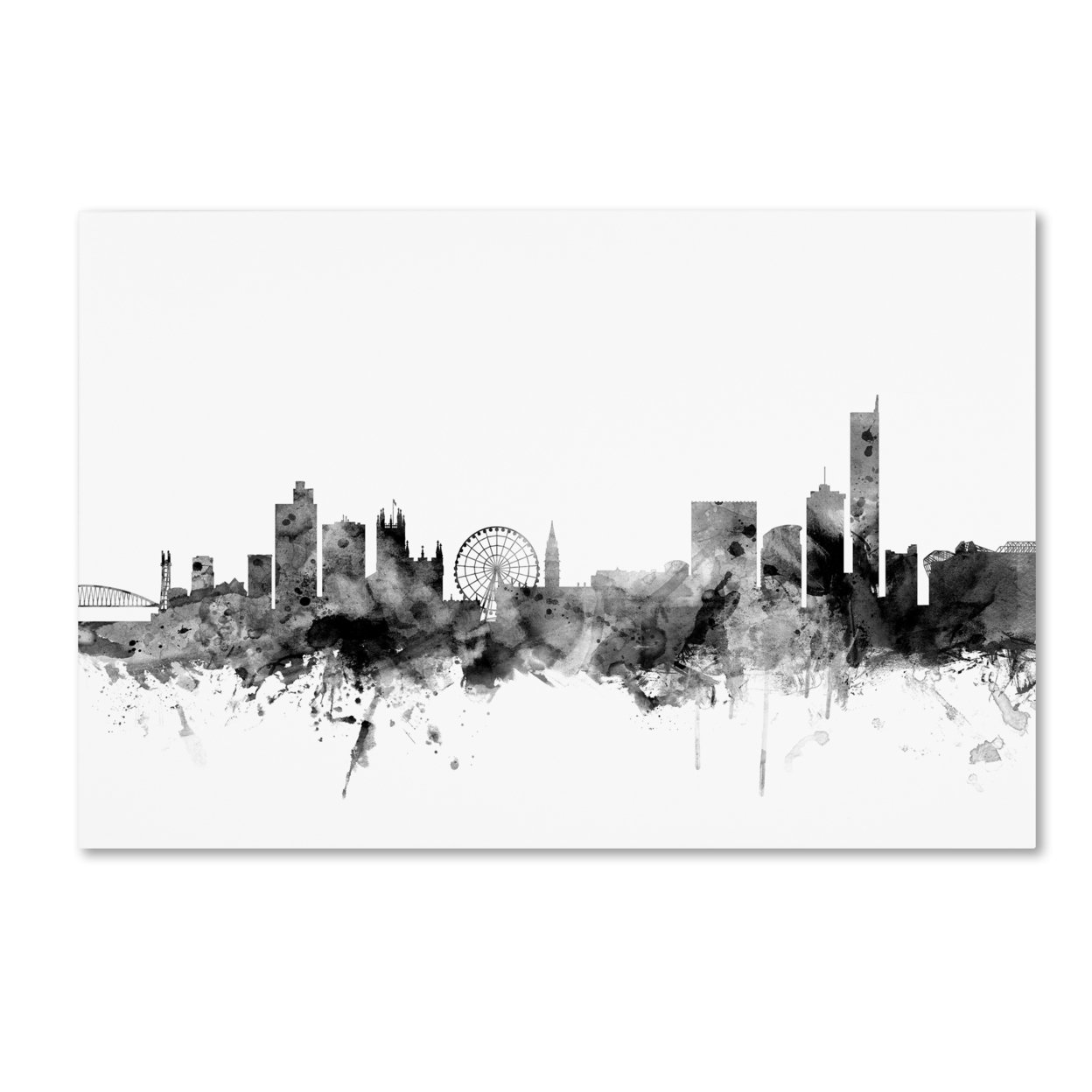 Michael Tompsett 'Manchester England Skyline B&W' Canvas Art 16 X 24