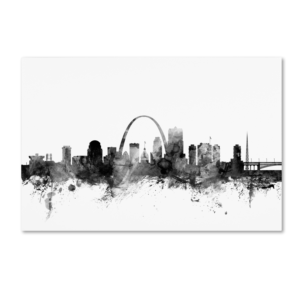 Michael Tompsett 'St Louis Missouri Skyline B&W' Canvas Art 16 X 24