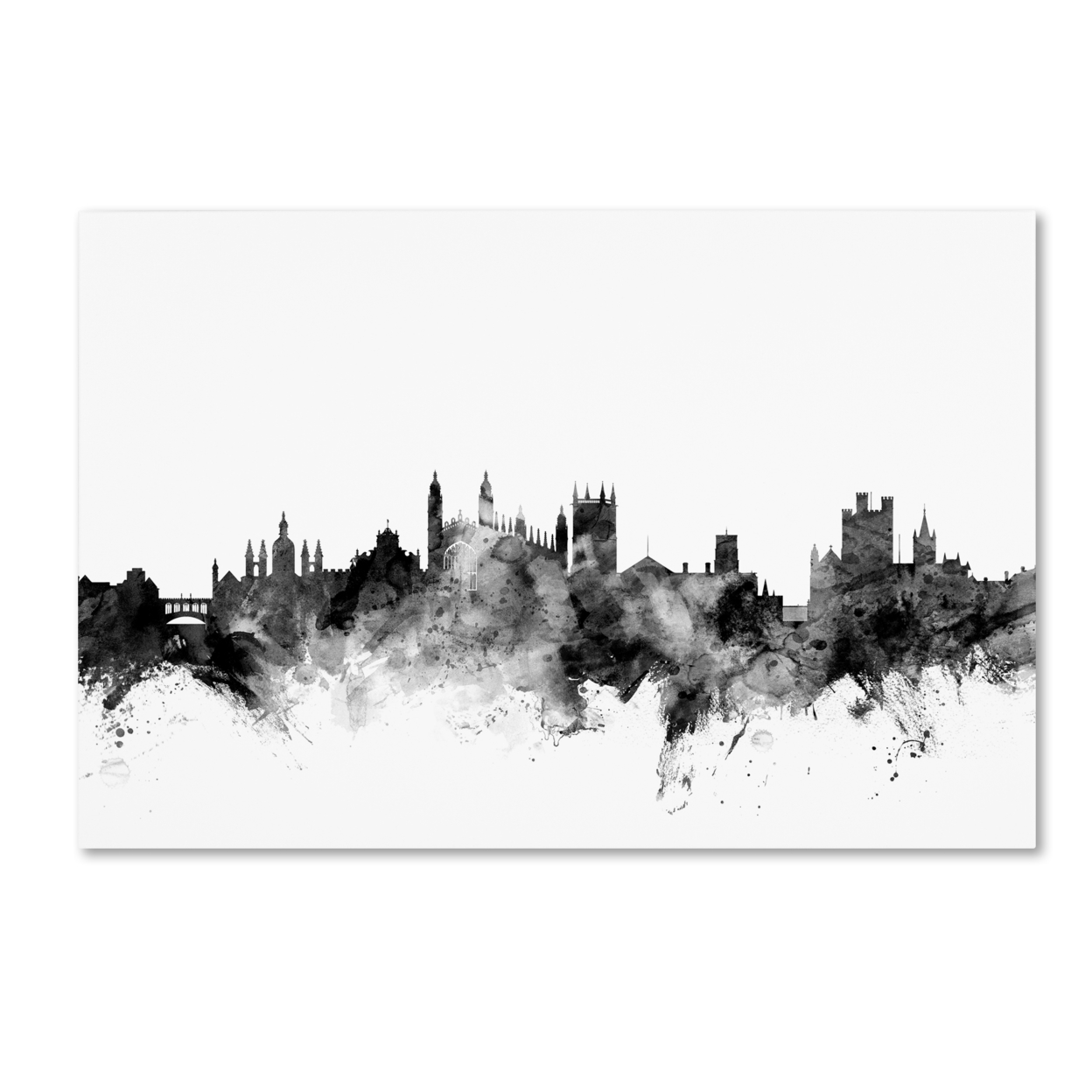 Michael Tompsett 'Cambridge England Skyline B&W' Canvas Art 16 X 24