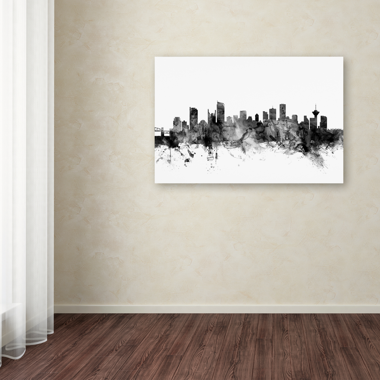 Michael Tompsett 'Vancouver Canada Skyline B&W' Canvas Art 16 X 24