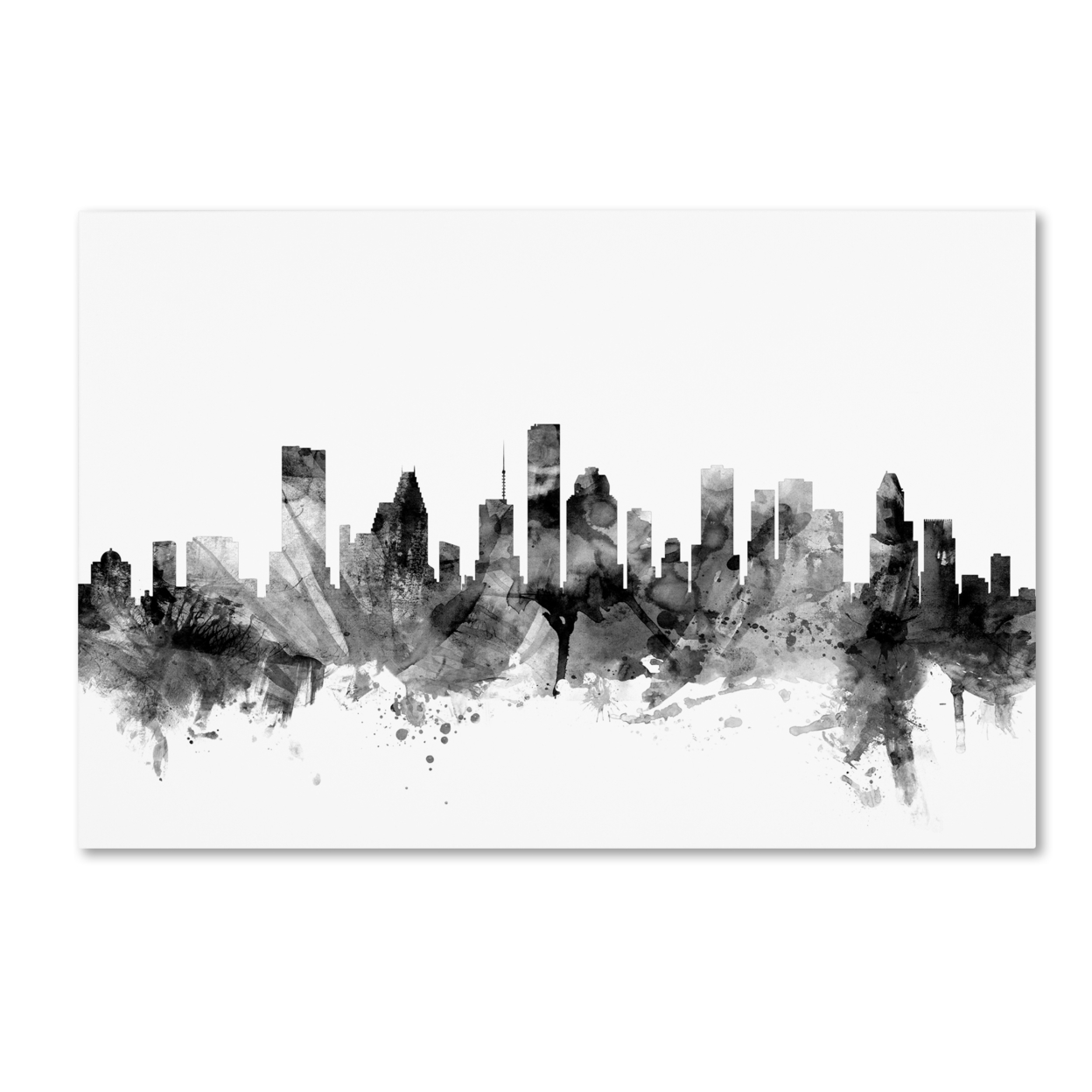 Michael Tompsett 'Houston Texas Skyline B&W' Canvas Art 16 X 24