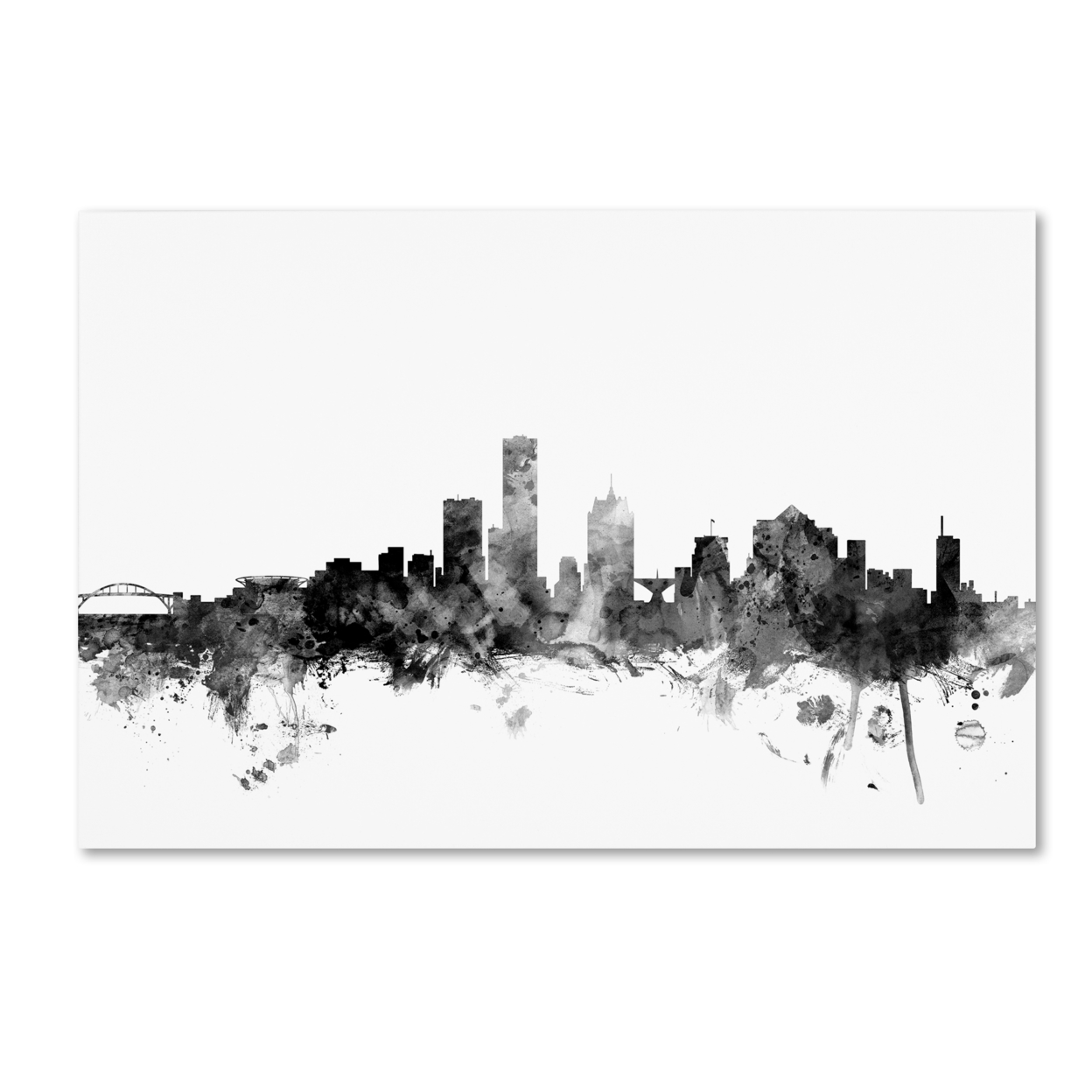 Michael Tompsett 'Milwaukee WI Skyline B&W' Canvas Art 16 X 24