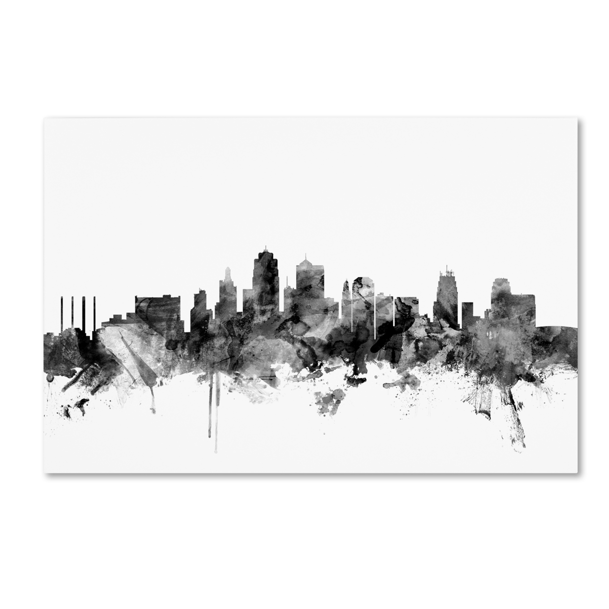 Michael Tompsett 'Kansas City Skyline B&W' Canvas Art 16 X 24