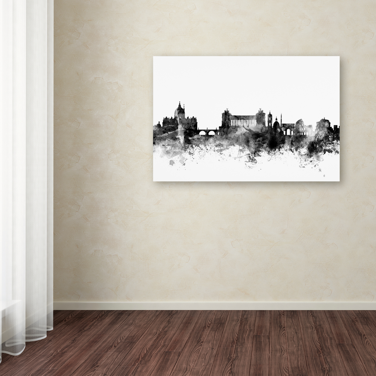Michael Tompsett 'Rome Italy Skyline B&W' Canvas Art 16 X 24