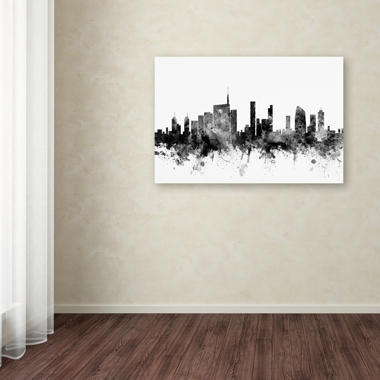 Michael Tompsett 'Milan Italy Skyline B&W' Canvas Art 16 X 24