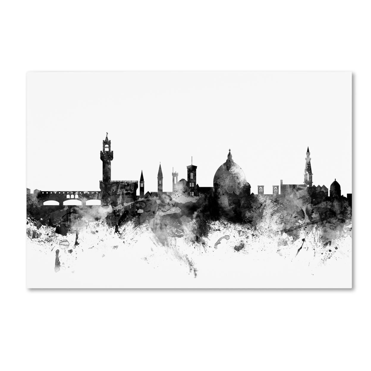 Michael Tompsett 'Florence Italy Skyline B&W' Canvas Art 16 X 24