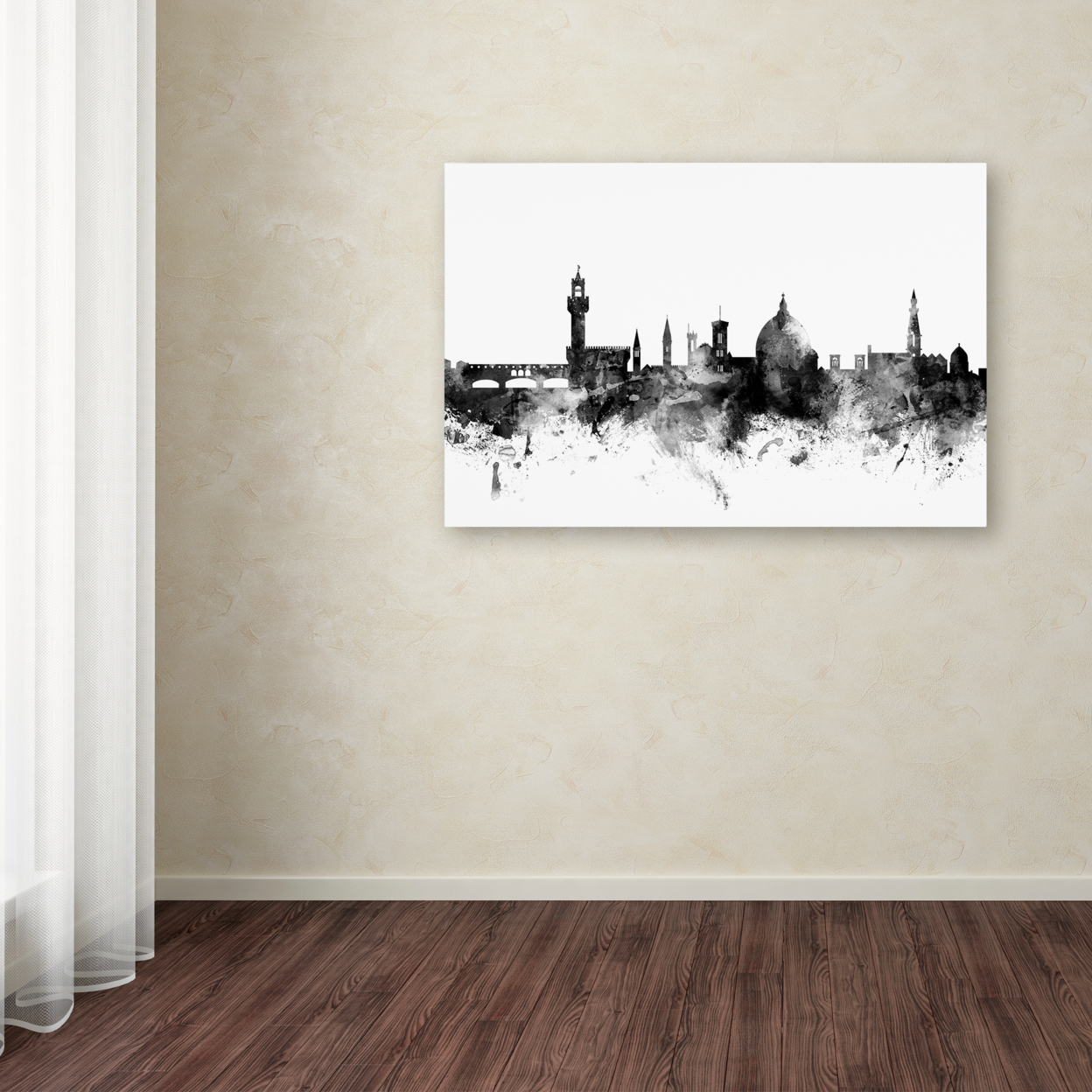 Michael Tompsett 'Florence Italy Skyline B&W' Canvas Art 16 X 24