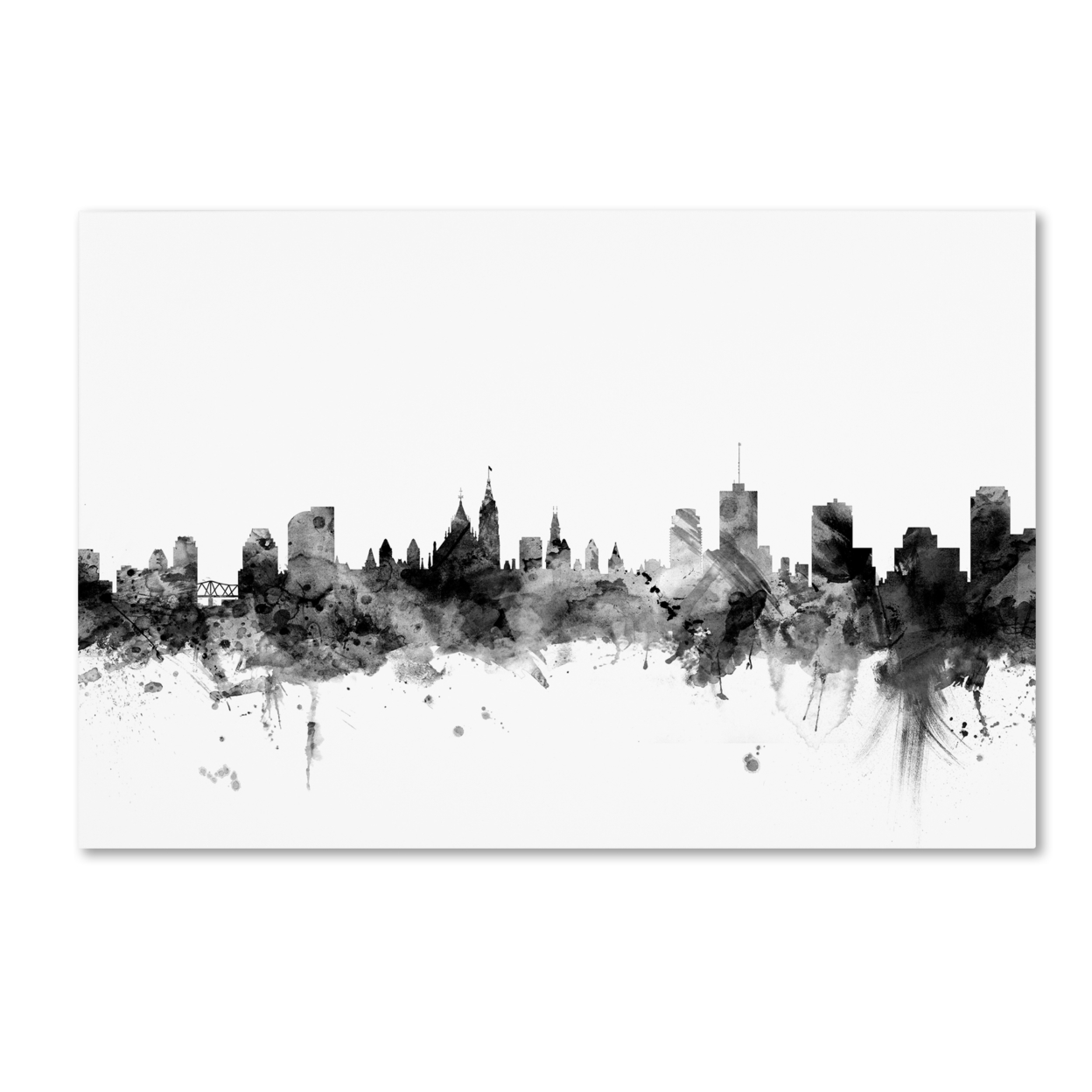 Michael Tompsett 'Ottawa Canada Skyline B&W' Canvas Art 16 X 24