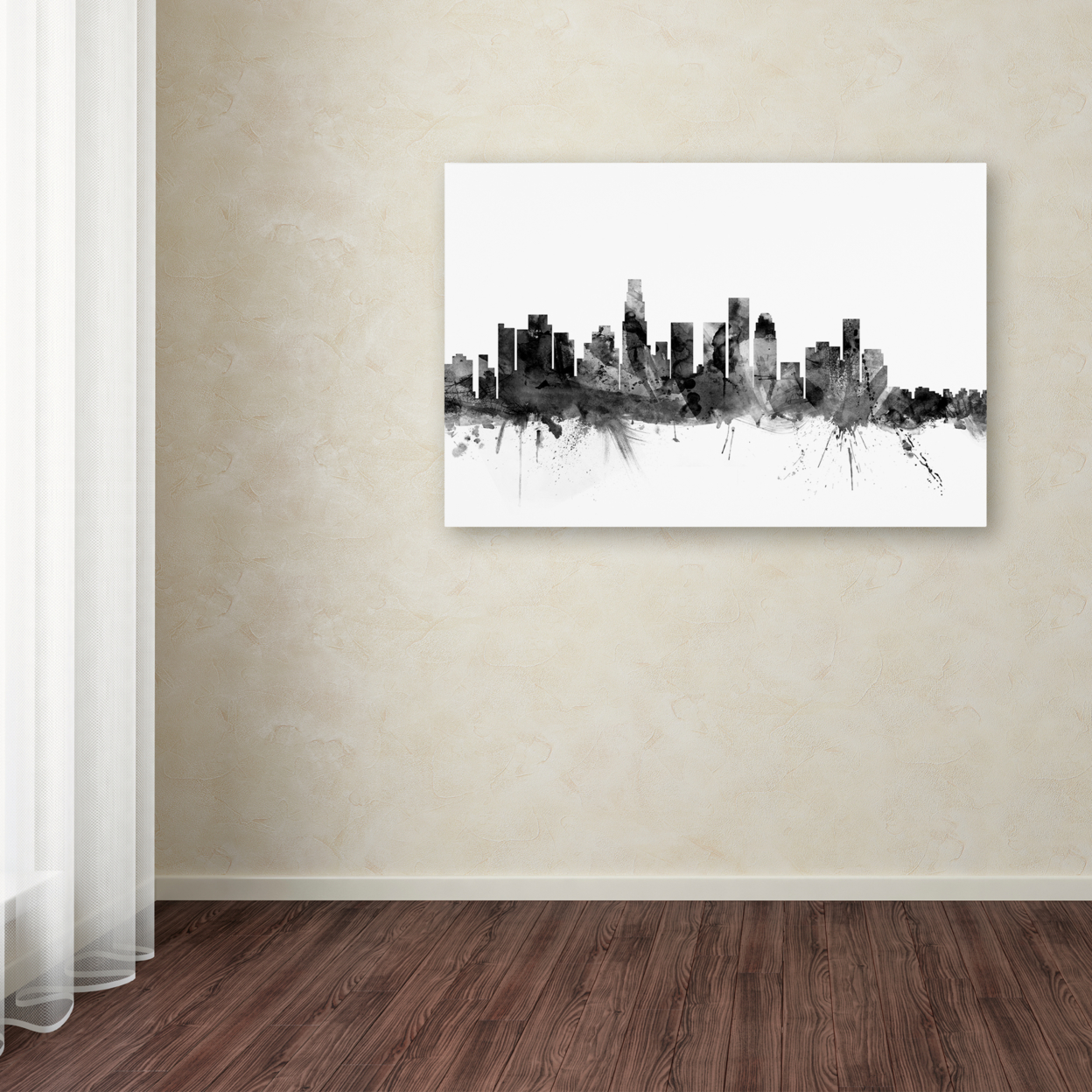 Michael Tompsett 'Los Angeles CA Skyline B&W' Canvas Art 16 X 24
