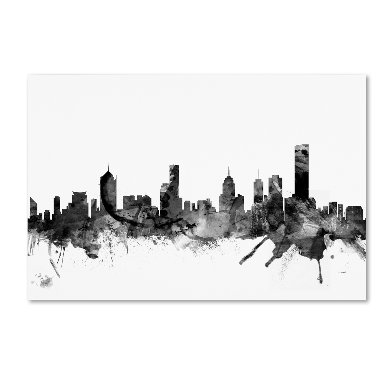 Michael Tompsett 'Melbourne Skyline B&W' Canvas Art 16 X 24
