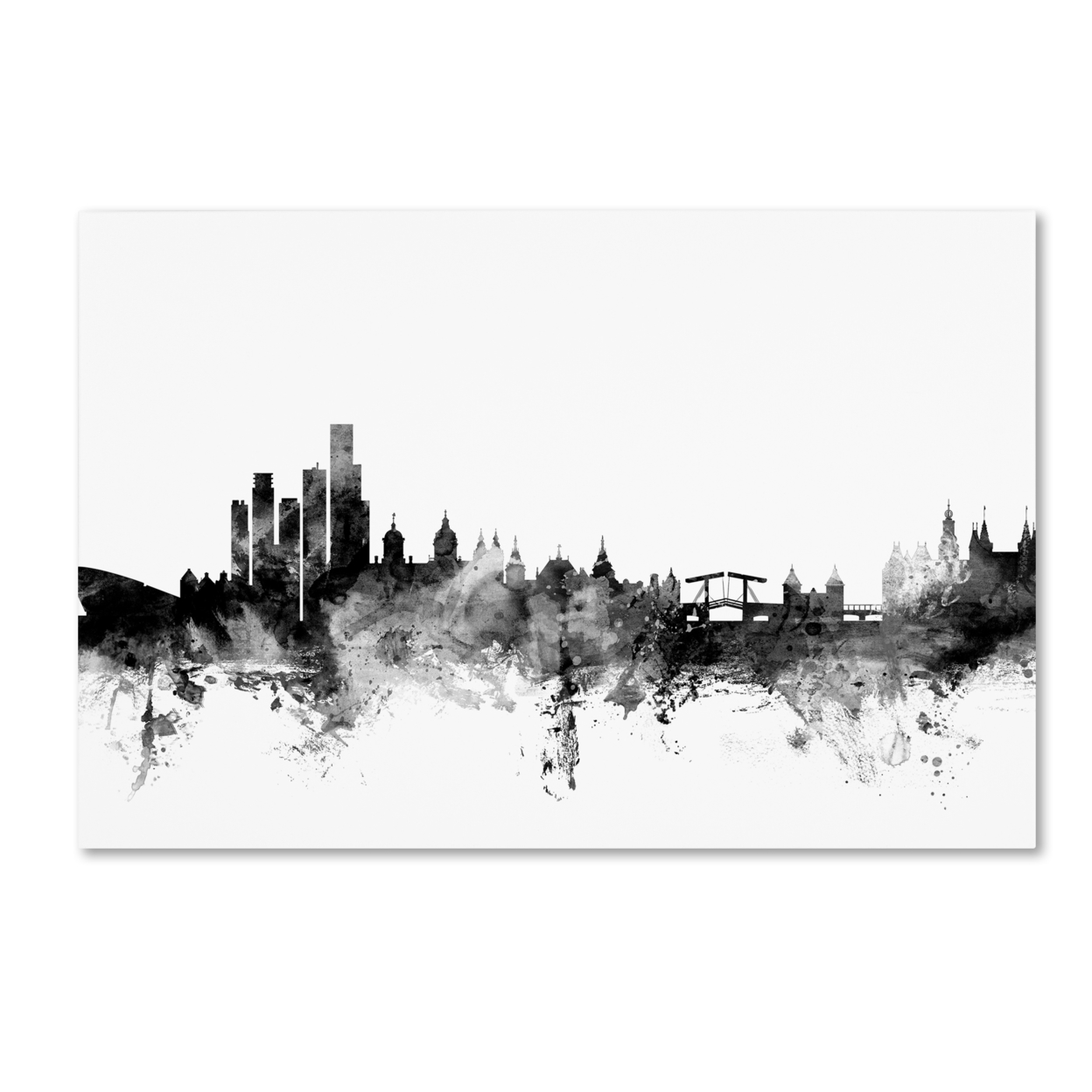 Michael Tompsett 'Amsterdam Skyline B&W' Canvas Art 16 X 24