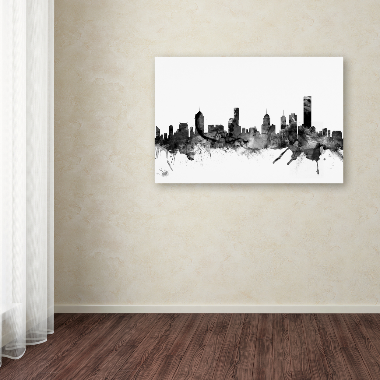 Michael Tompsett 'Melbourne Skyline B&W' Canvas Art 16 X 24