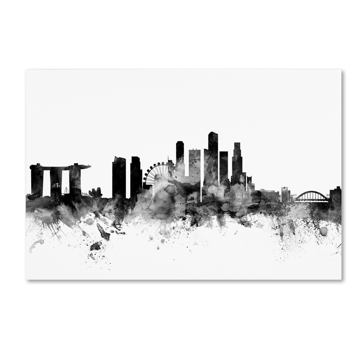 Michael Tompsett 'Singapore Skyline B&W' Canvas Art 16 X 24