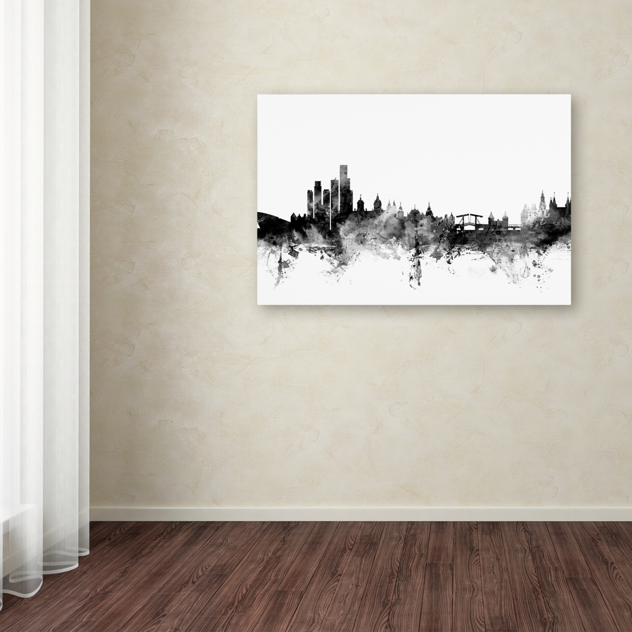 Michael Tompsett 'Amsterdam Skyline B&W' Canvas Art 16 X 24