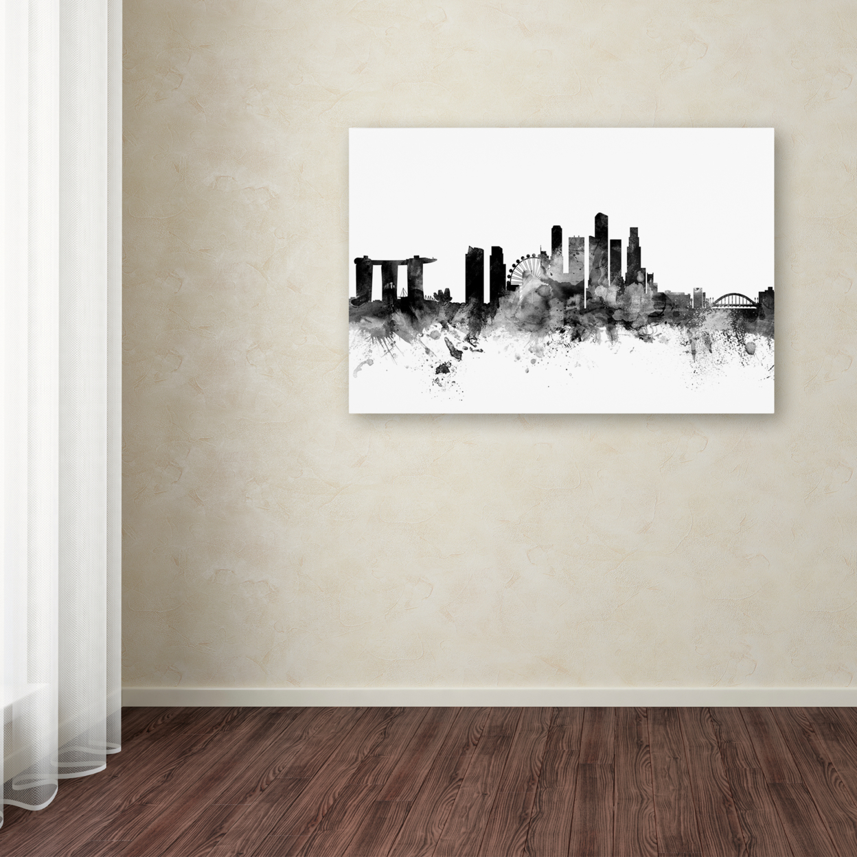 Michael Tompsett 'Singapore Skyline B&W' Canvas Art 16 X 24