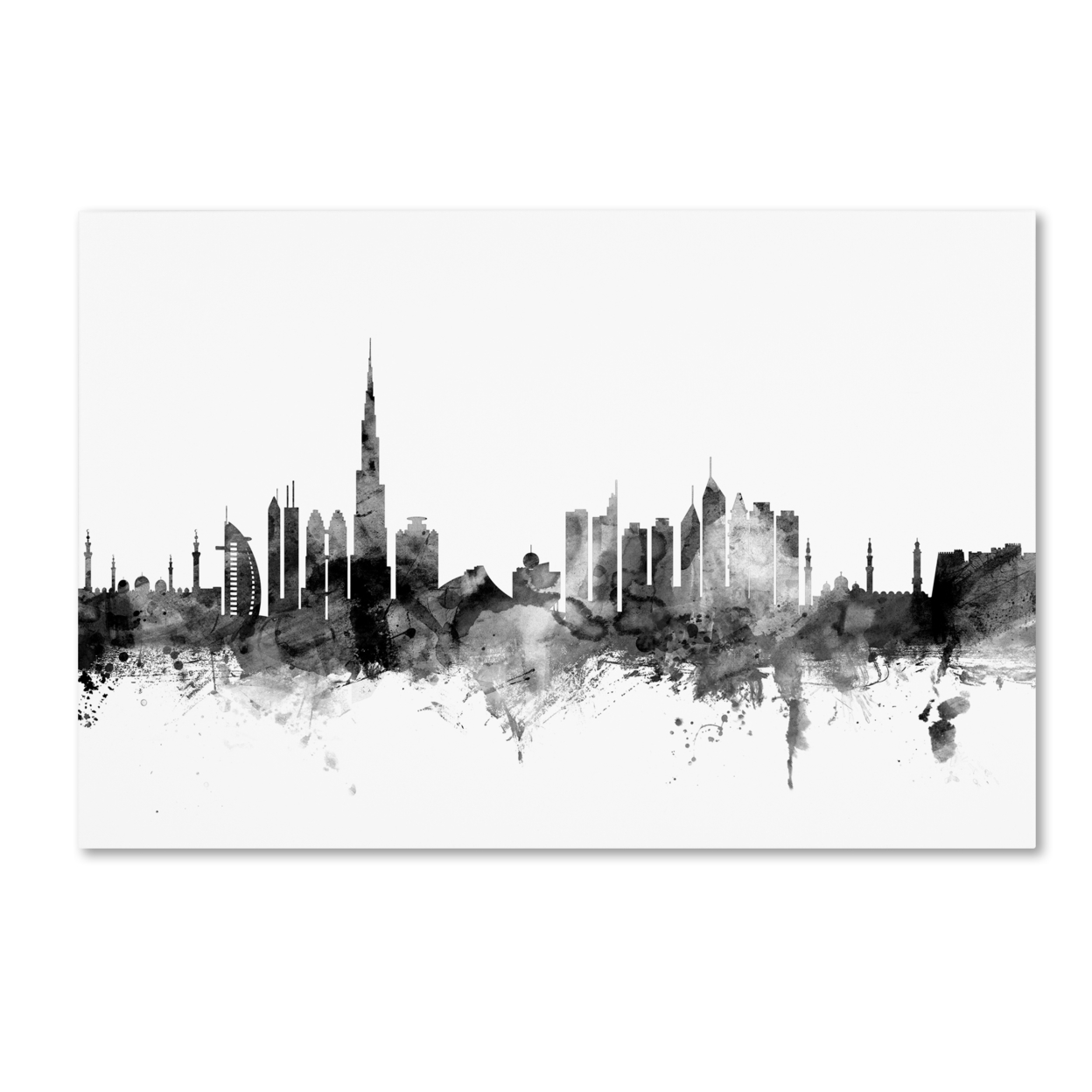Michael Tompsett 'Dubai Skyline B&W' Canvas Art 16 X 24