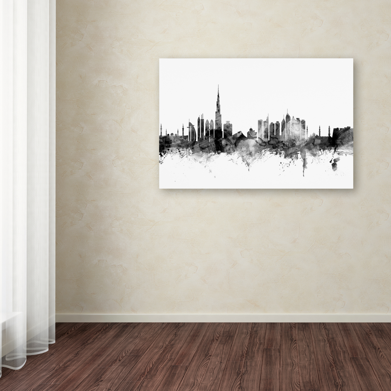 Michael Tompsett 'Dubai Skyline B&W' Canvas Art 16 X 24