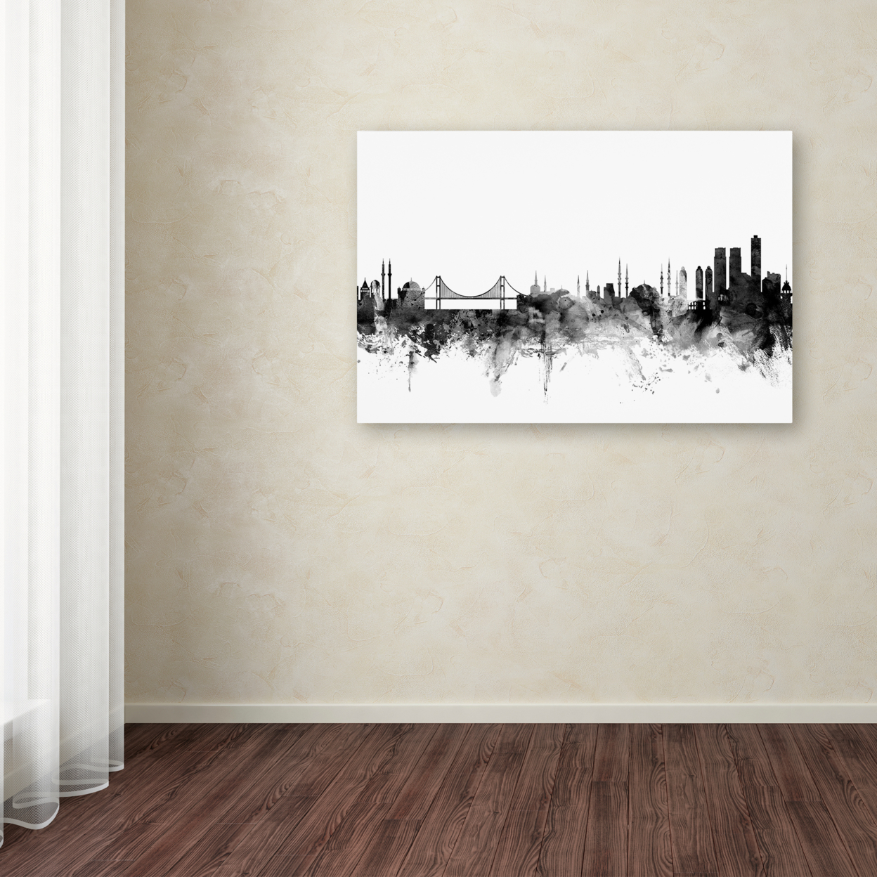 Michael Tompsett 'Istanbul Turkey Skyline B&W' Canvas Art 16 X 24