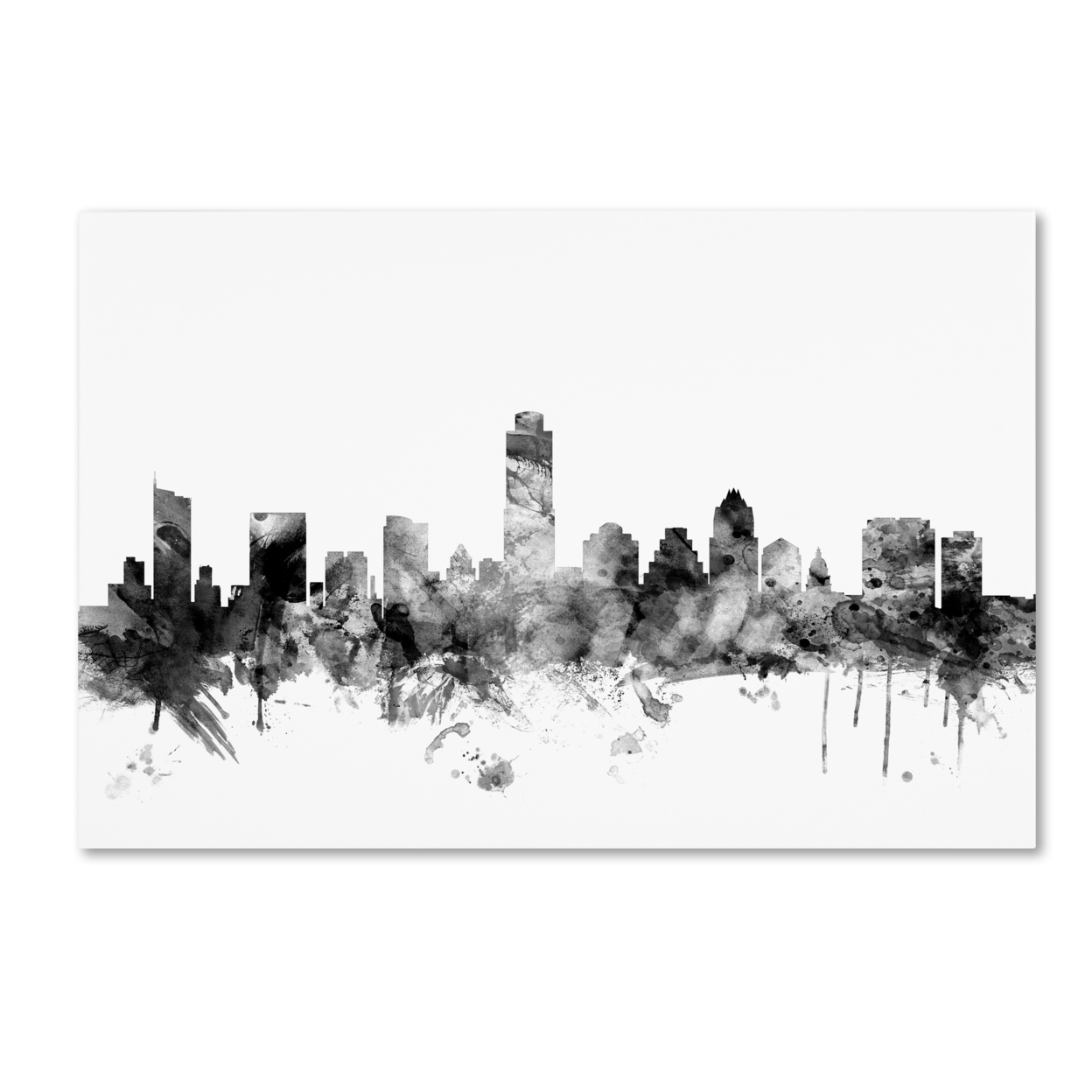 Michael Tompsett 'Austin Texas Skyline B&W' Canvas Art 16 X 24